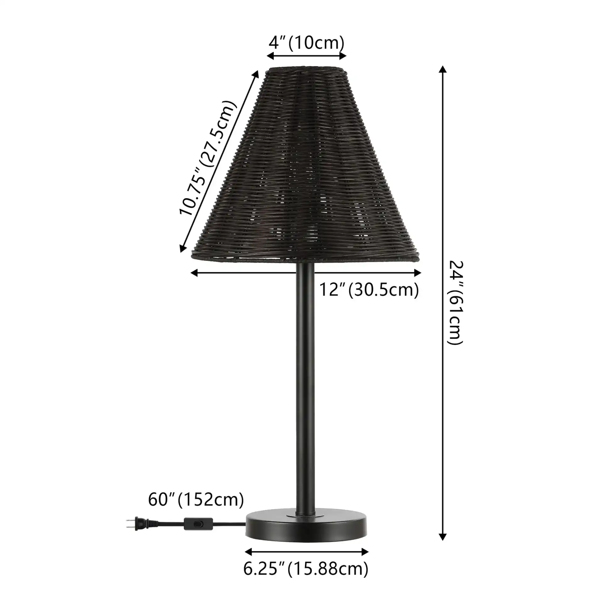 Ricki Table Lamp in Black, detail view
