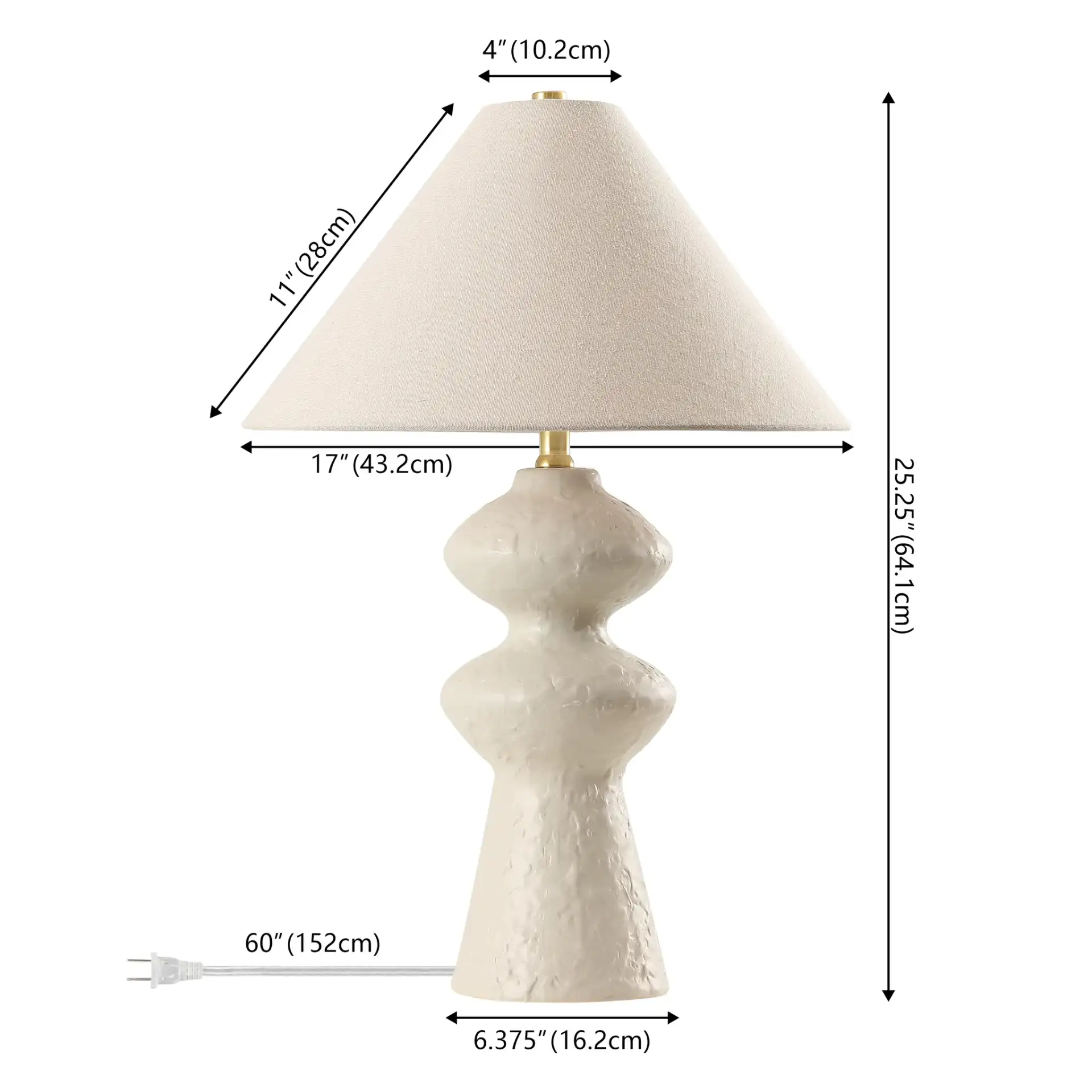 Keira Table Lamp in White / Oatmeal, detail view