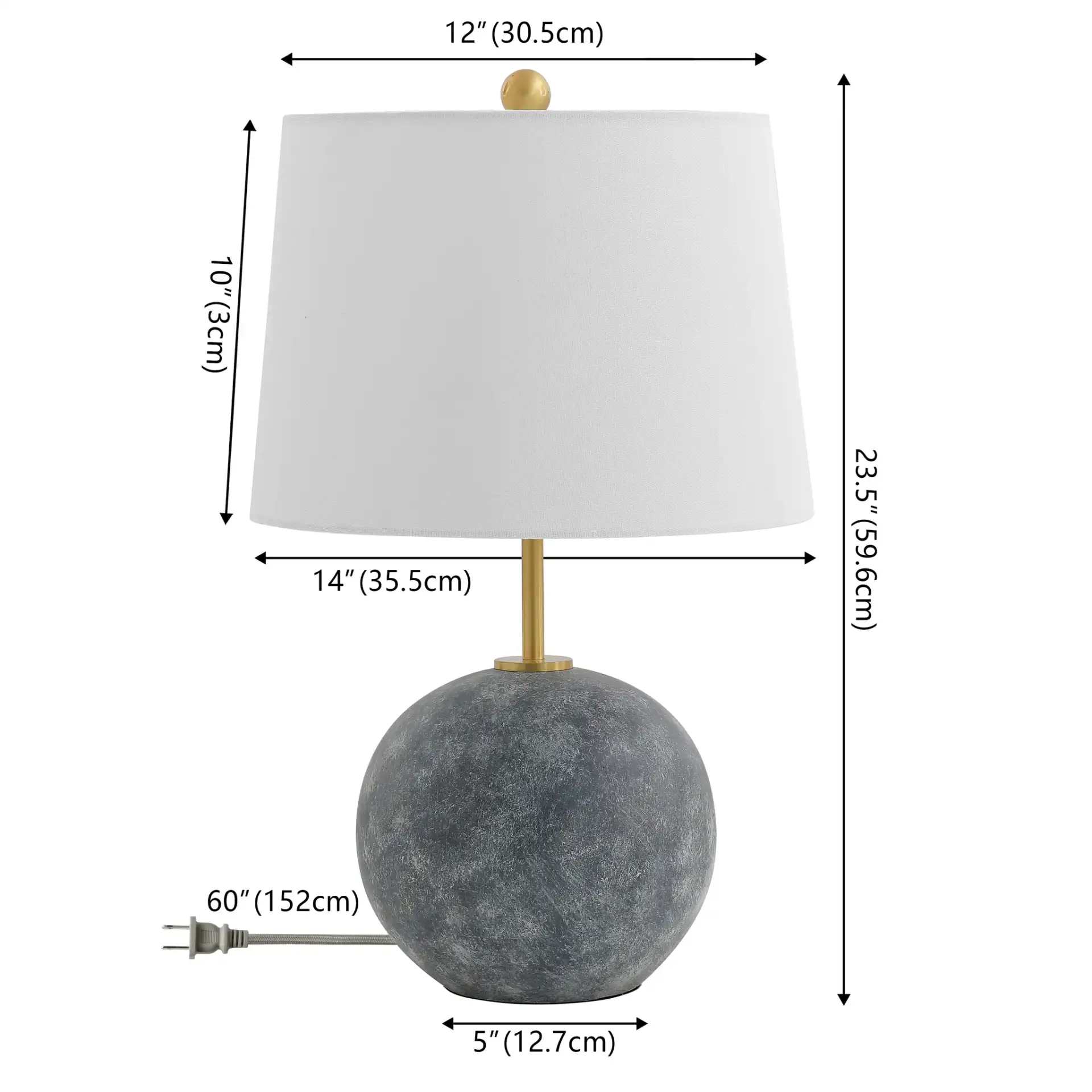 Cla Table Lamp in Gray Washed / Brass, detail view