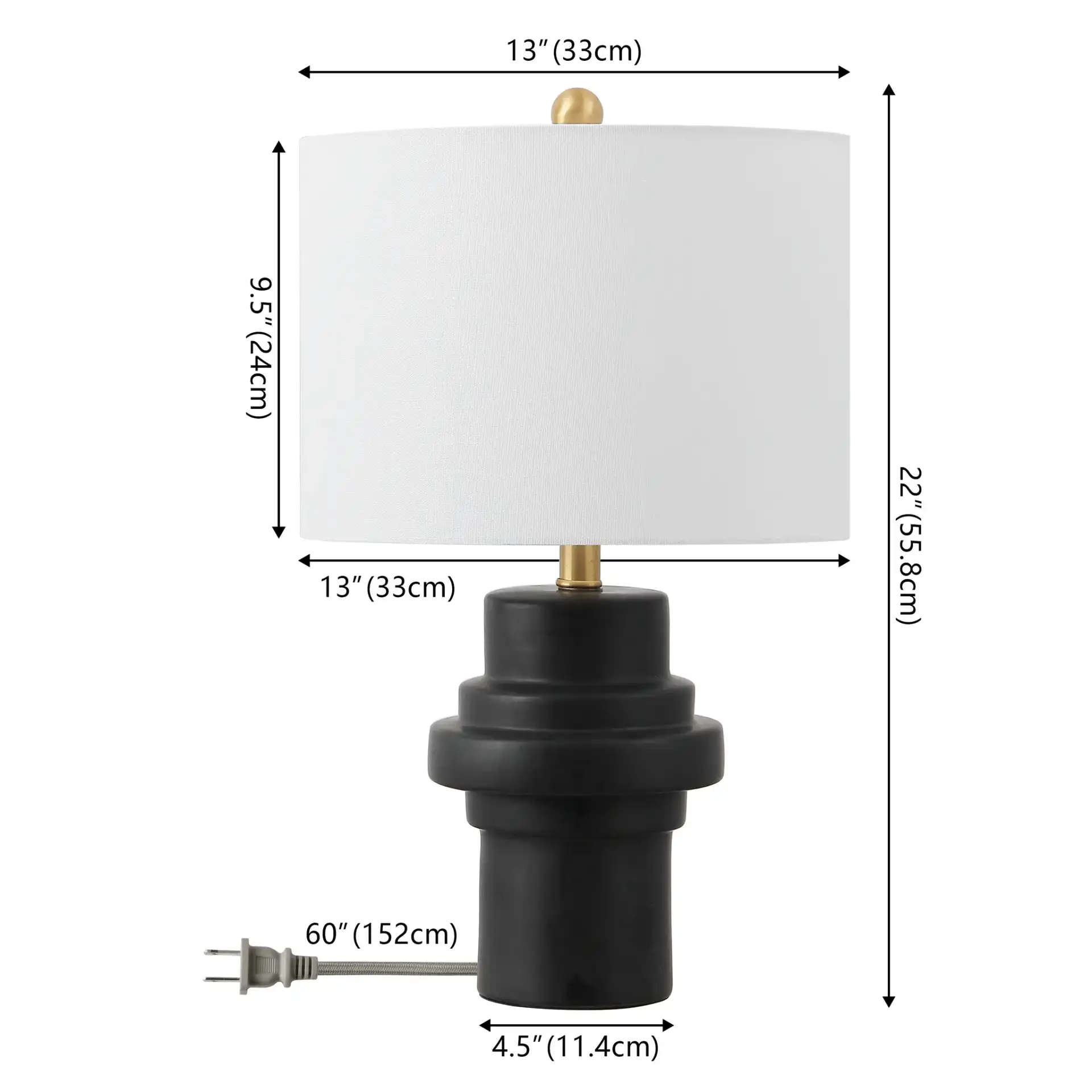 Doni Table Lamp in Black / Brass Gold, detail view