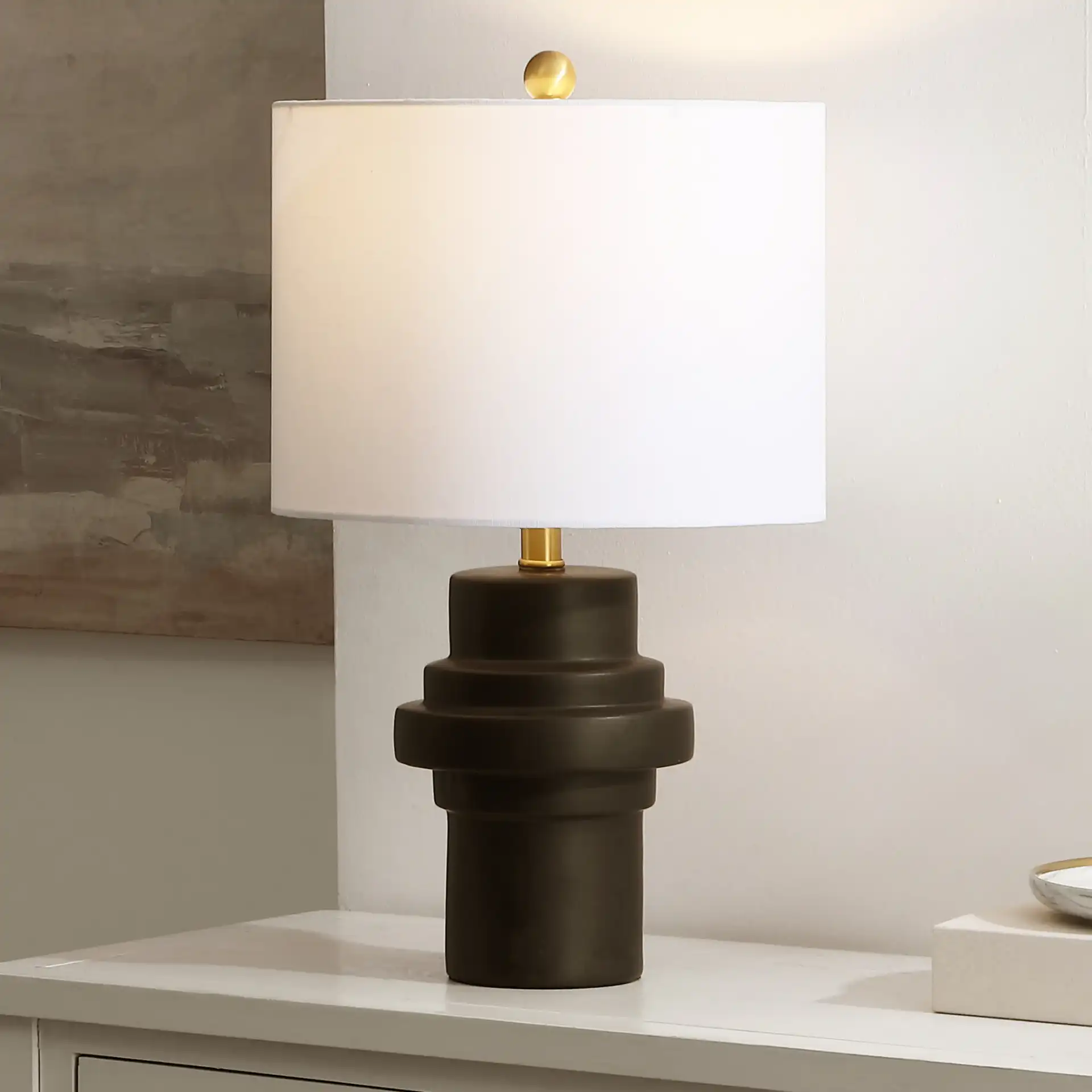 Doni Table Lamp in Black / Brass Gold in a styled room
