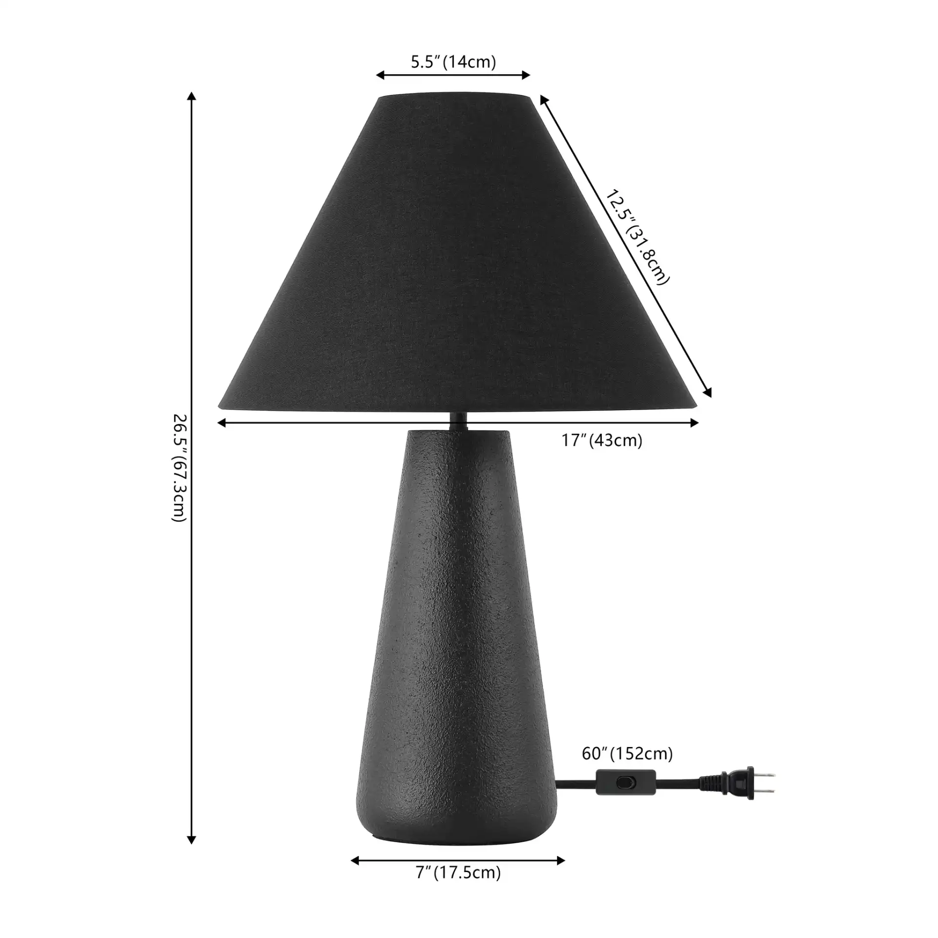Piper Table Lamp in Black, detail view