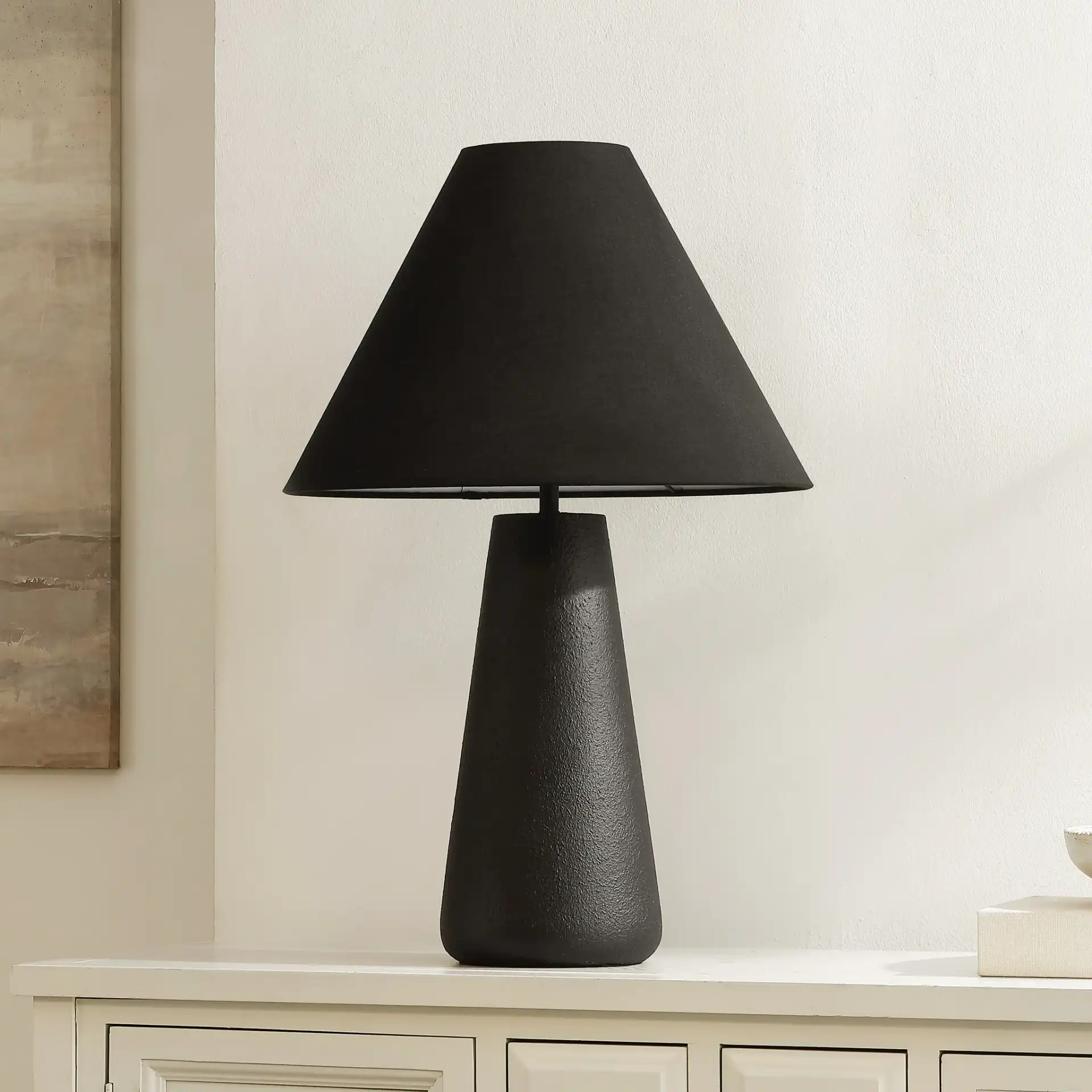 Piper Table Lamp in Black in a styled room