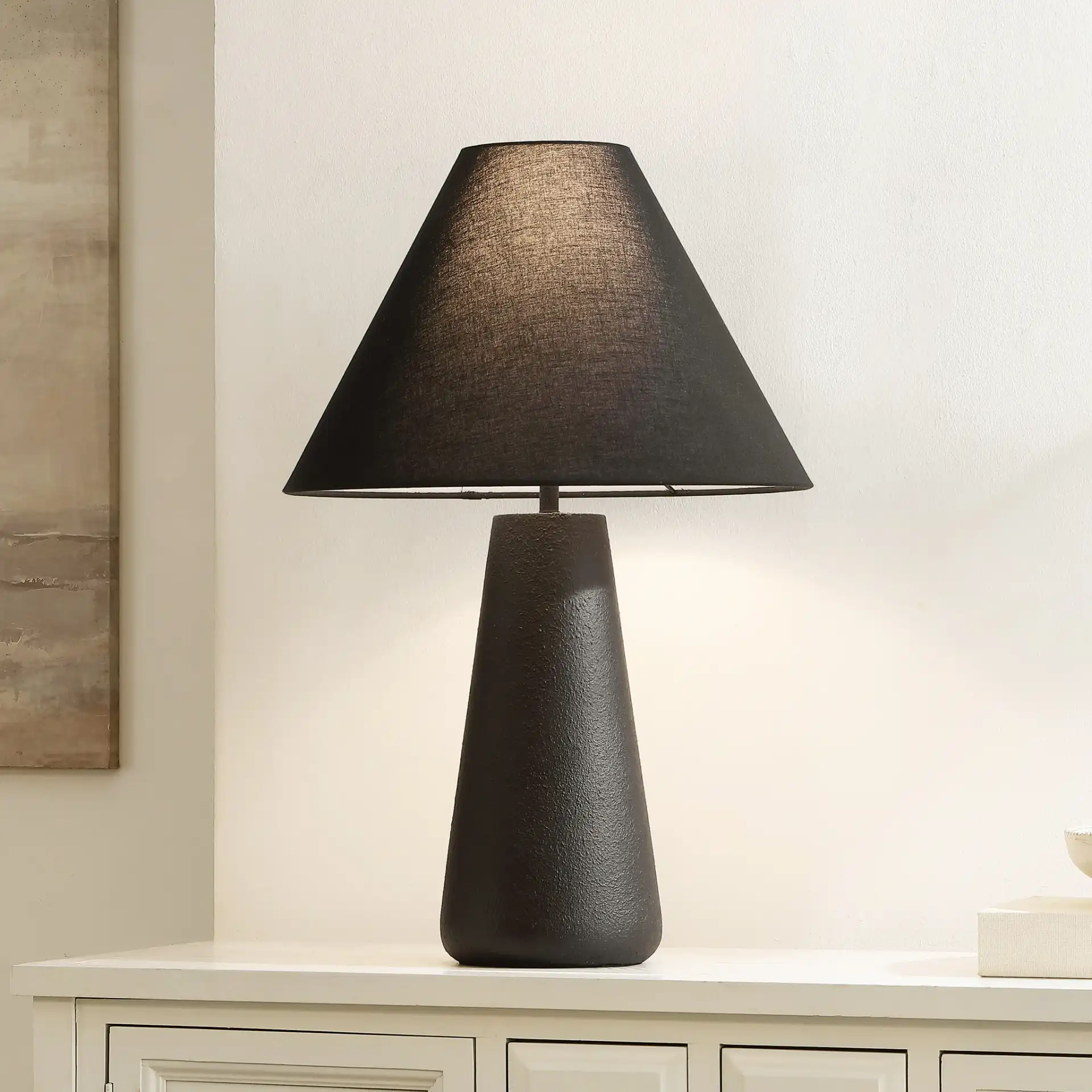 Piper Table Lamp in Black in a styled room