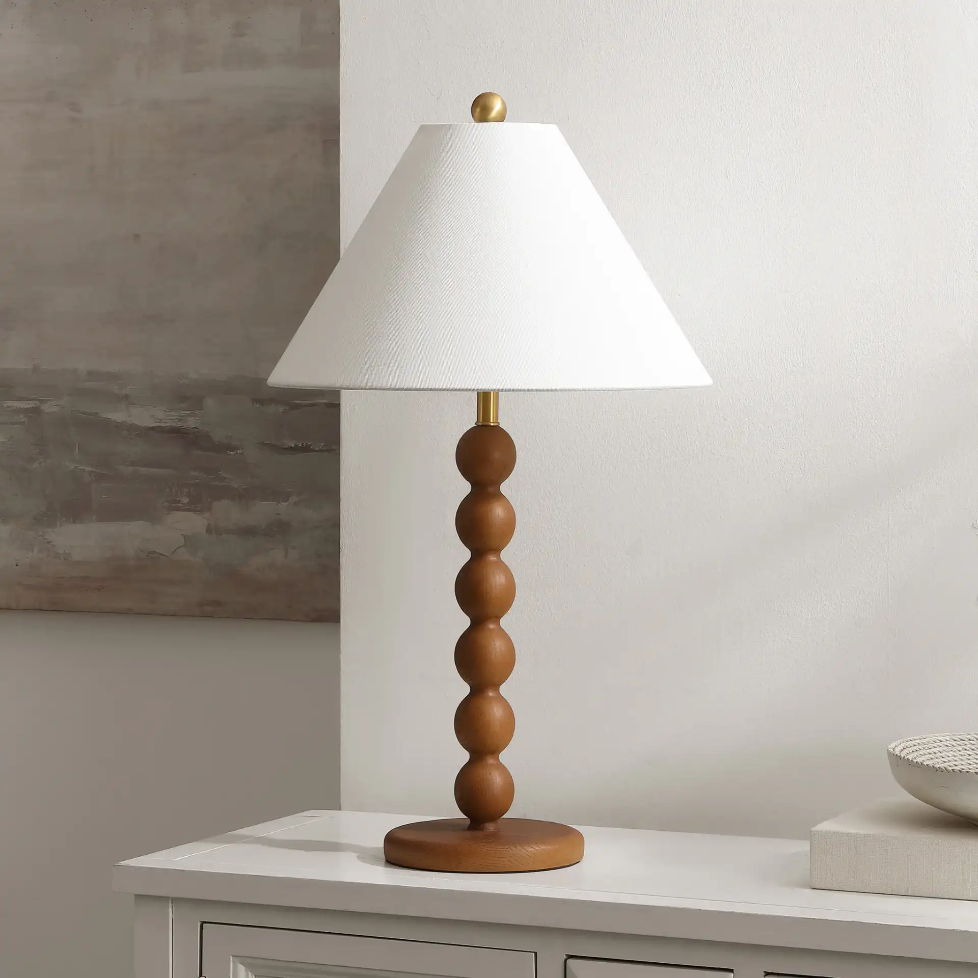 Sanne Table Lamp in Natural in a styled room