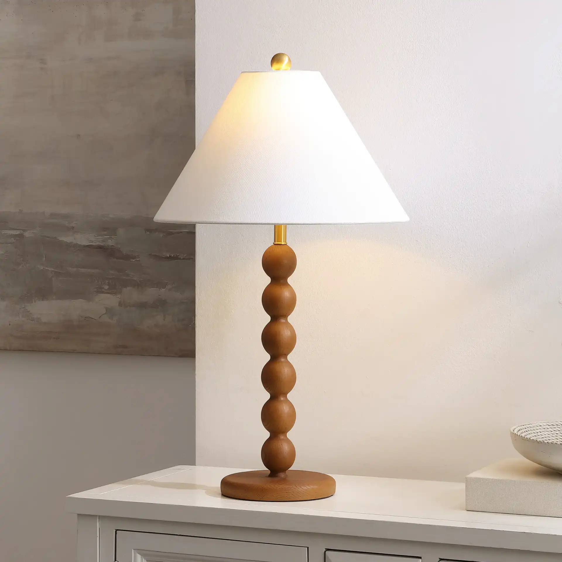 Sanne Table Lamp in Natural in a styled room