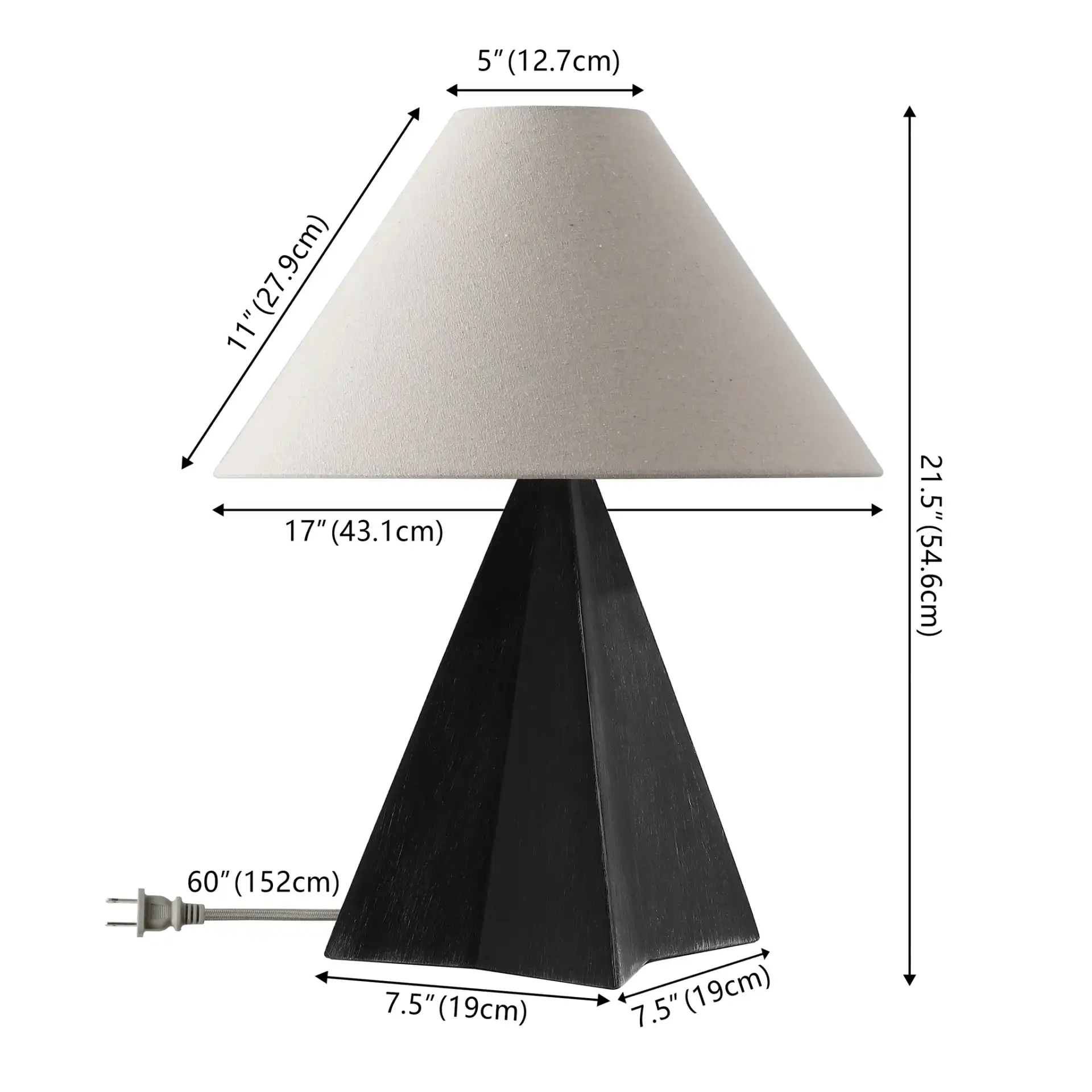 Renzo Table Lamp in Antique Black, detail view