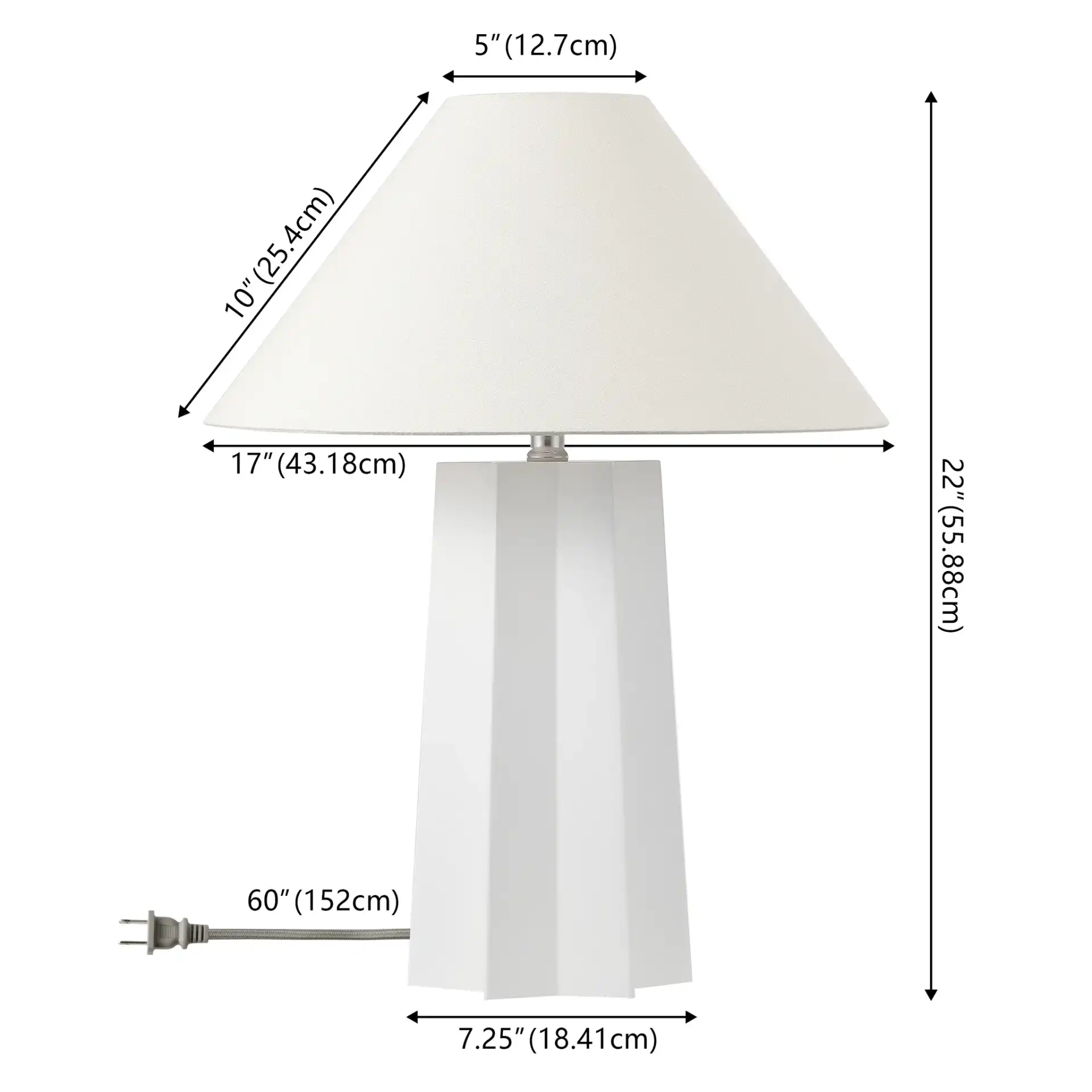 Symone Table Lamp in White, detail view