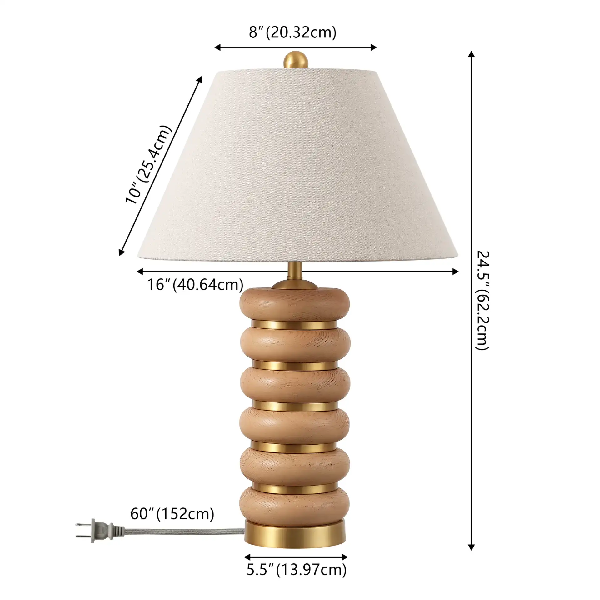 Selene Table Lamp in Light Brown / Brass, detail view
