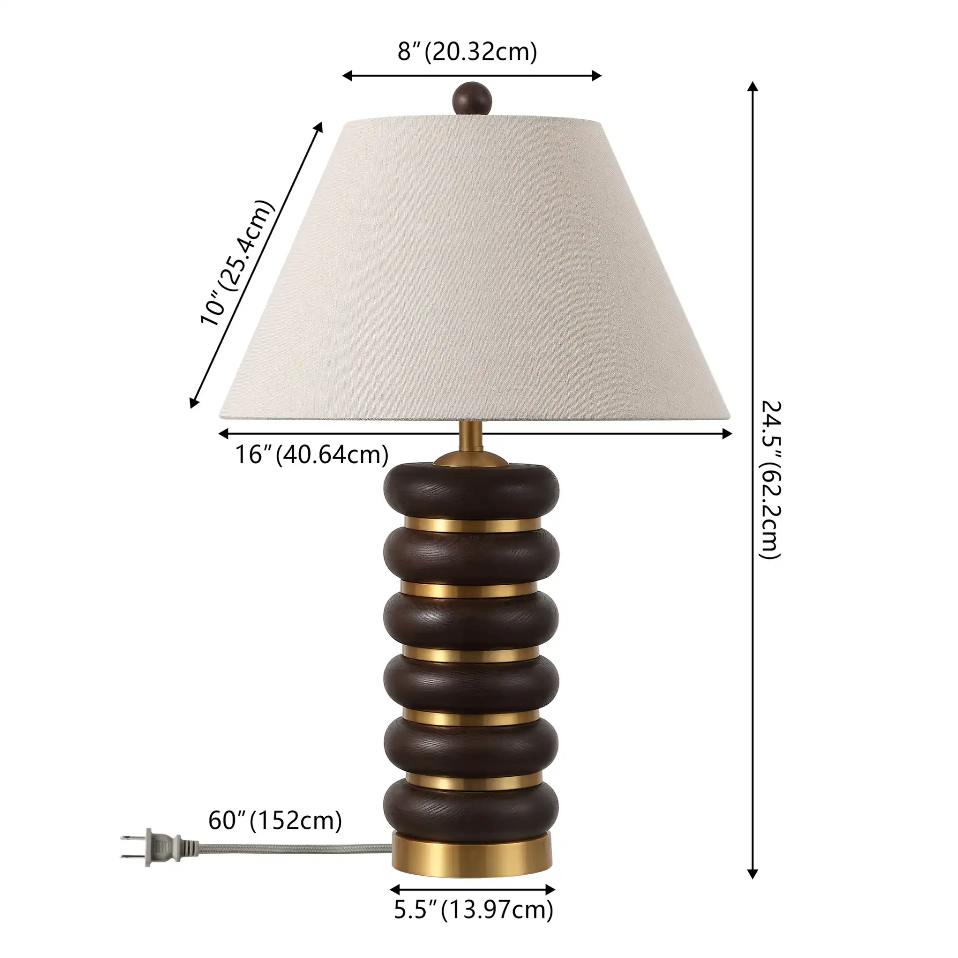 Arani Table Lamp in Dark Brown / Brass, detail view