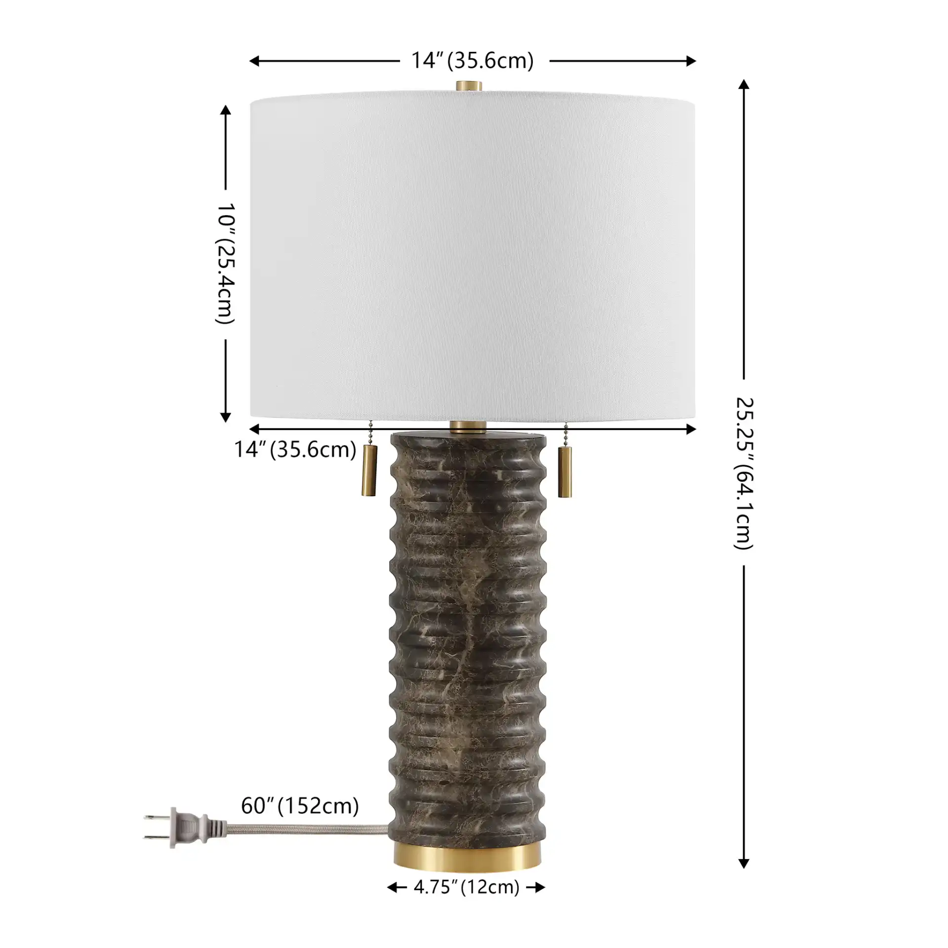 Tova Table Lamp in Dark Gray, detail view