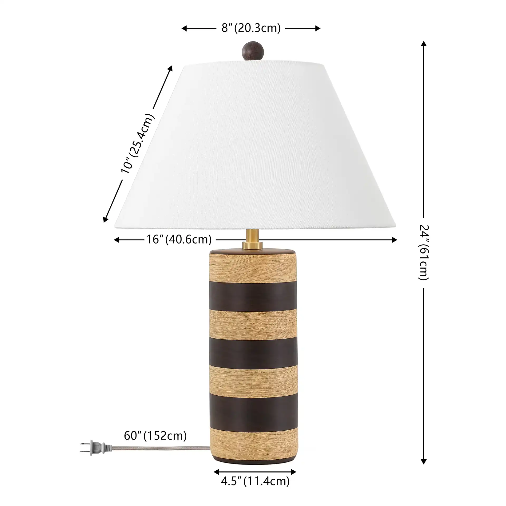 Shea Table Lamp in Light Brown / Dark Brown, detail view