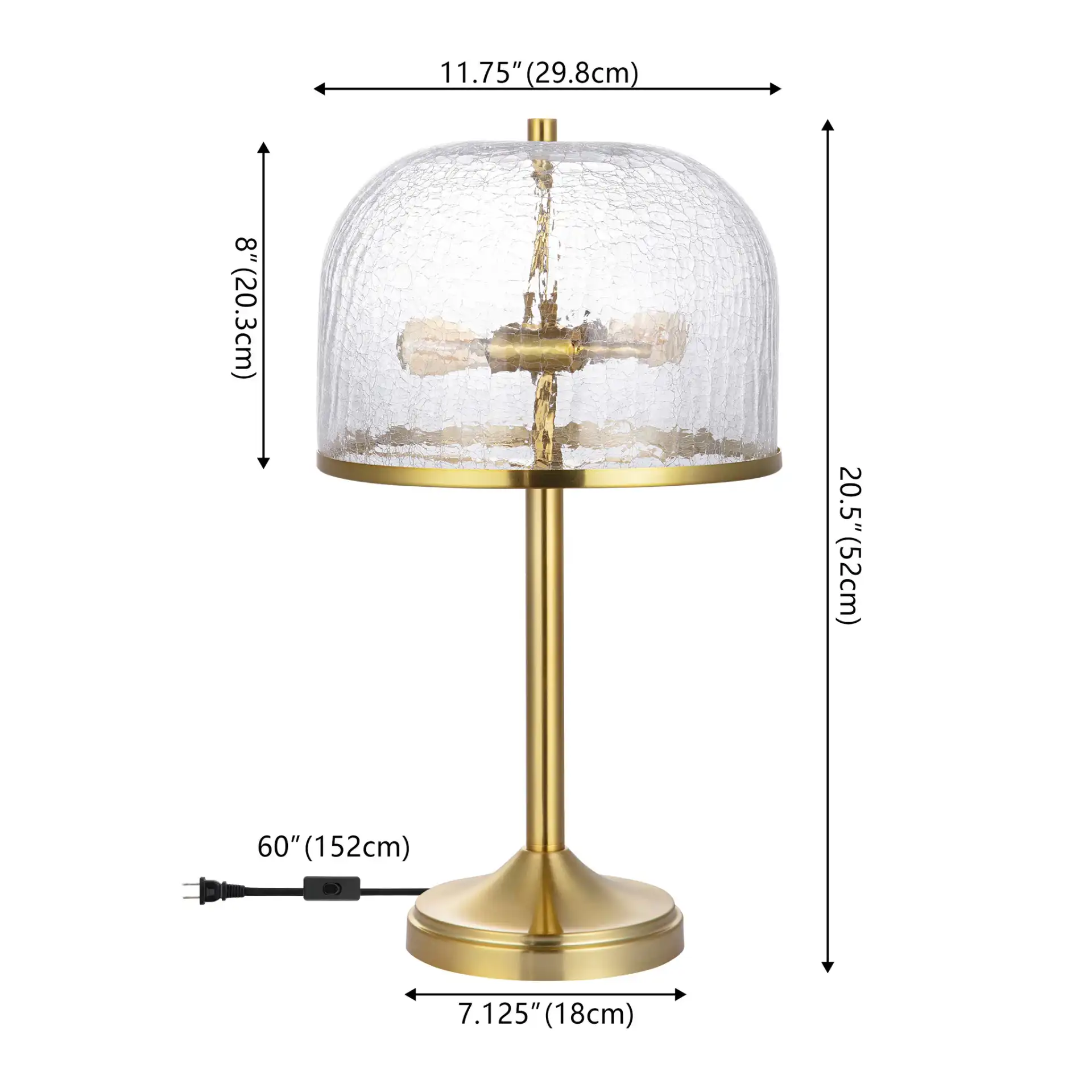 Daye Table Lamp in Clear / Brass, detail view