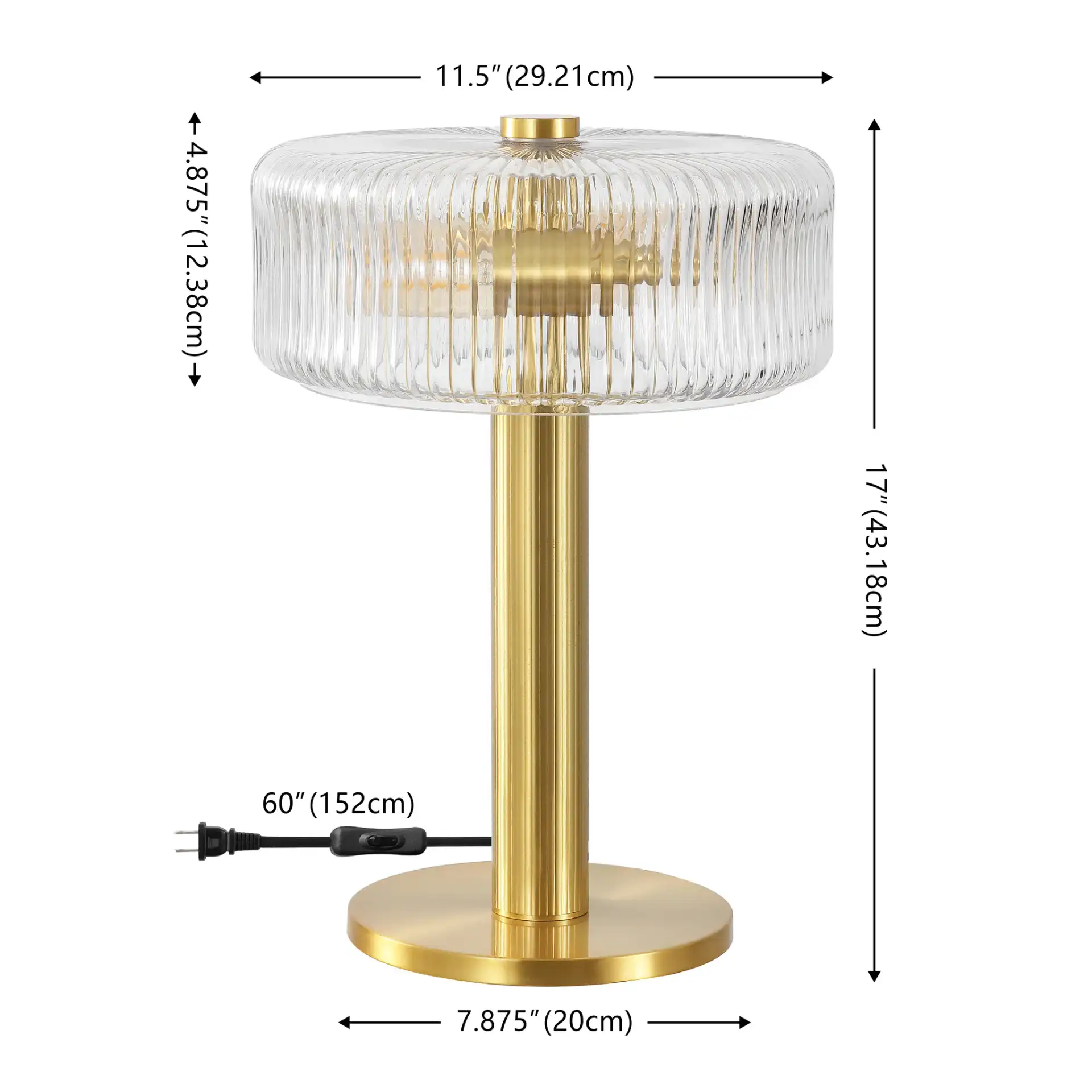 Dua Table Lamp in Clear / Brass, detail view