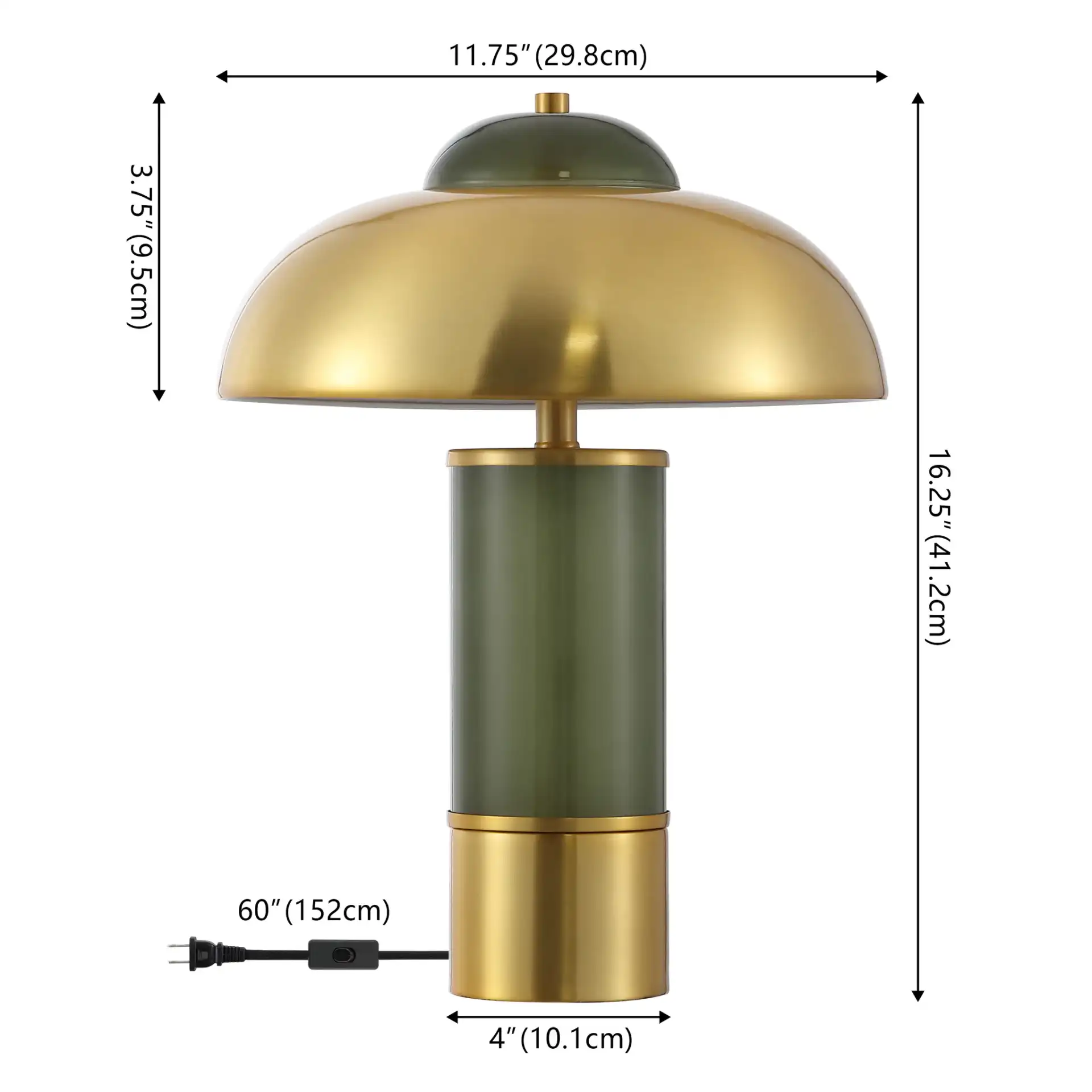 Drea Table Lamp in Green / Brass, detail view