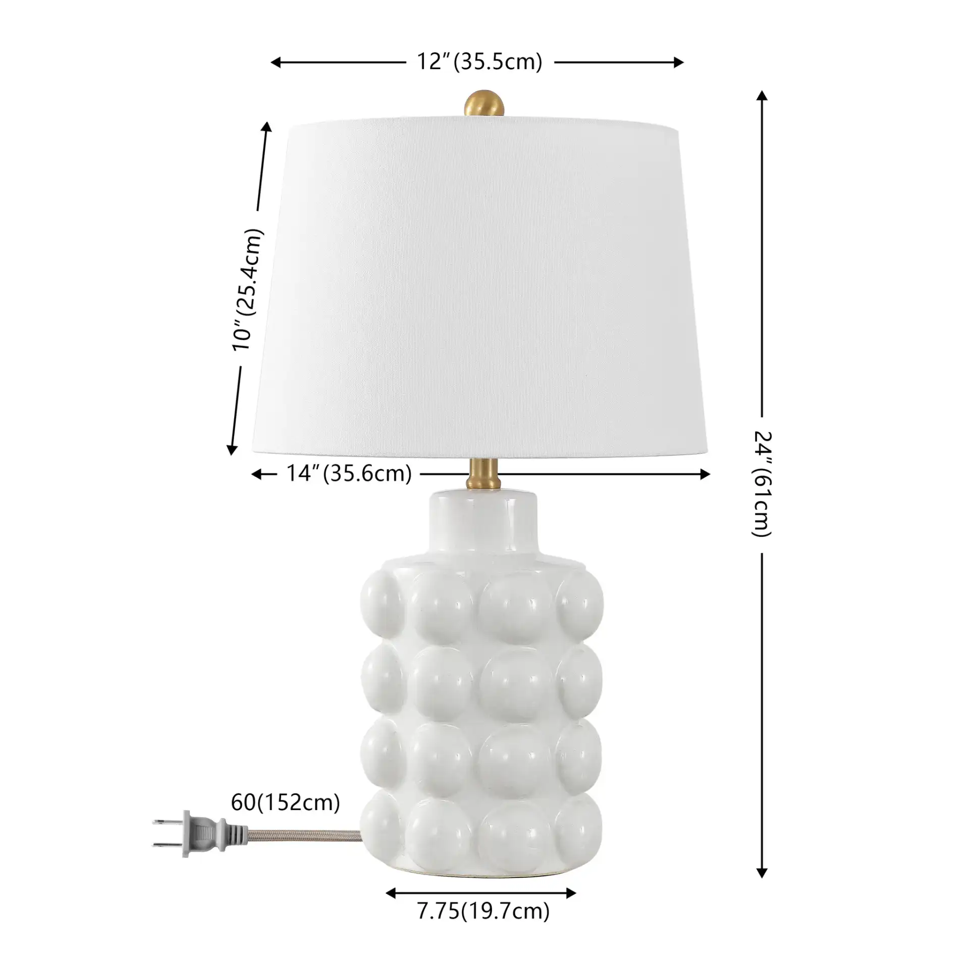 Konny Table Lamp in Antique White, detail view