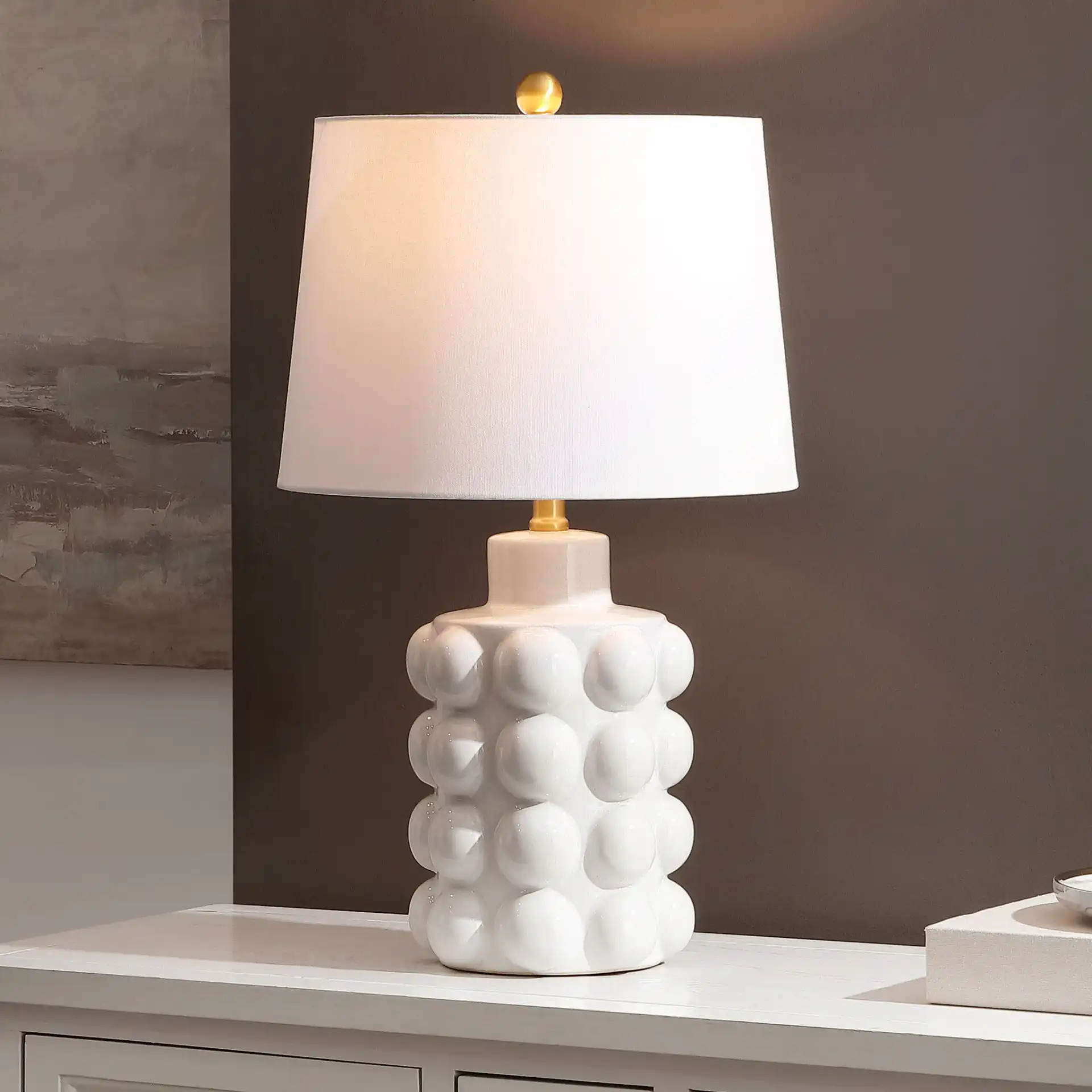 Konny Table Lamp in Antique White in a styled room