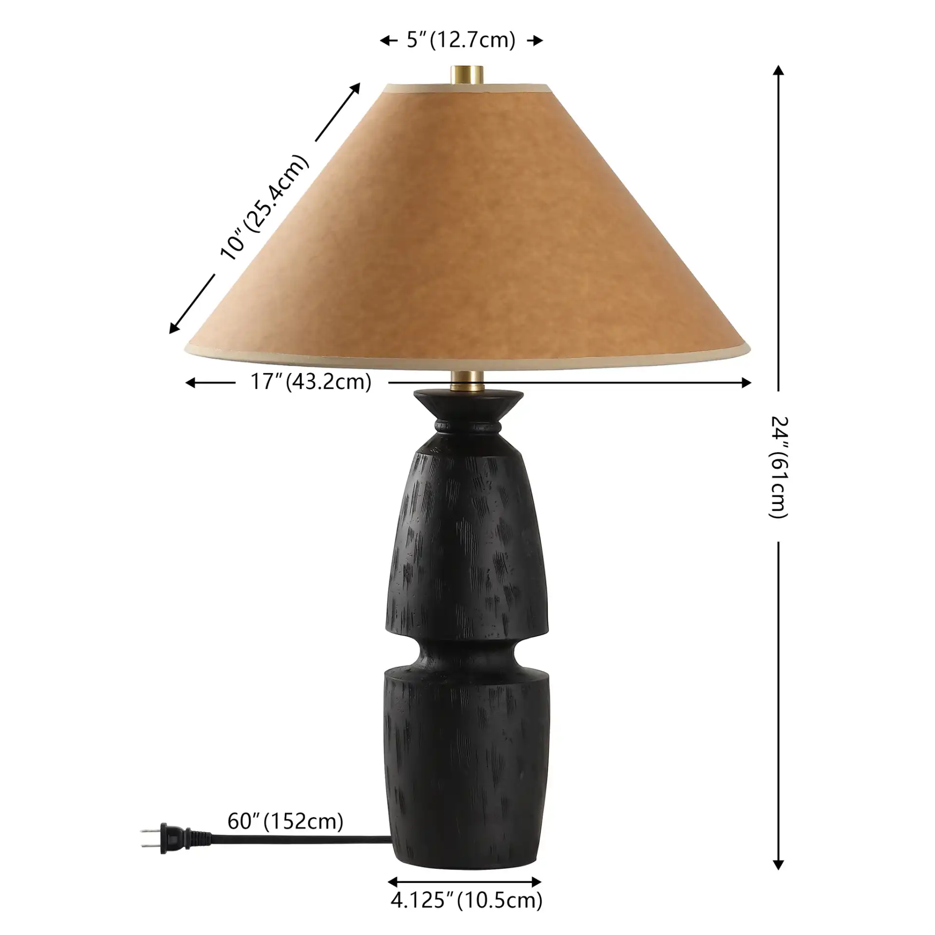 Sola Table Lamp in Black / Camel, detail view