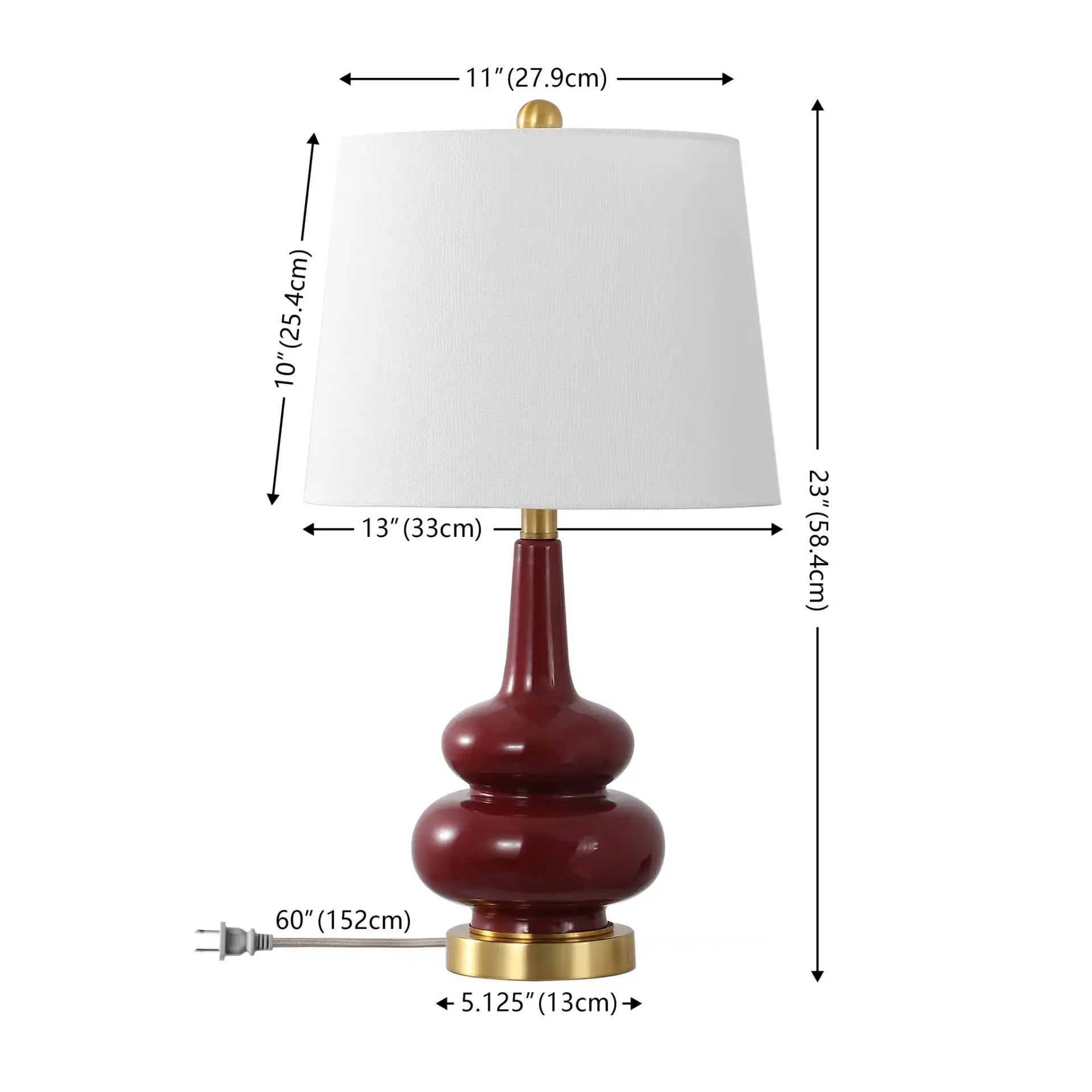 Evie Table Lamp in Cranberry, detail view