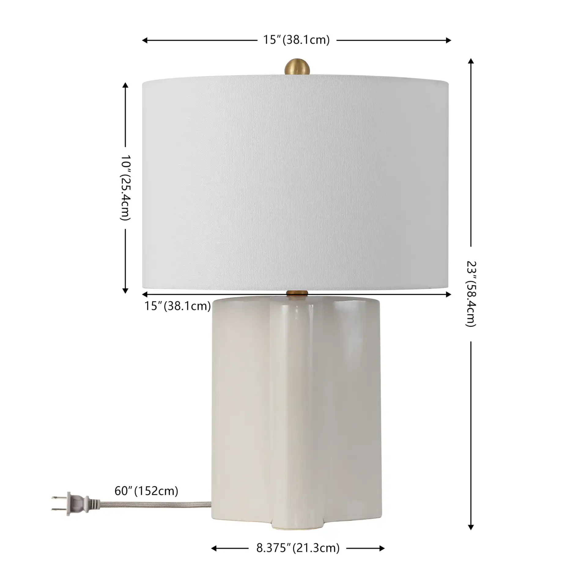 Anessa Table Lamp in Cream / Brass, detail view