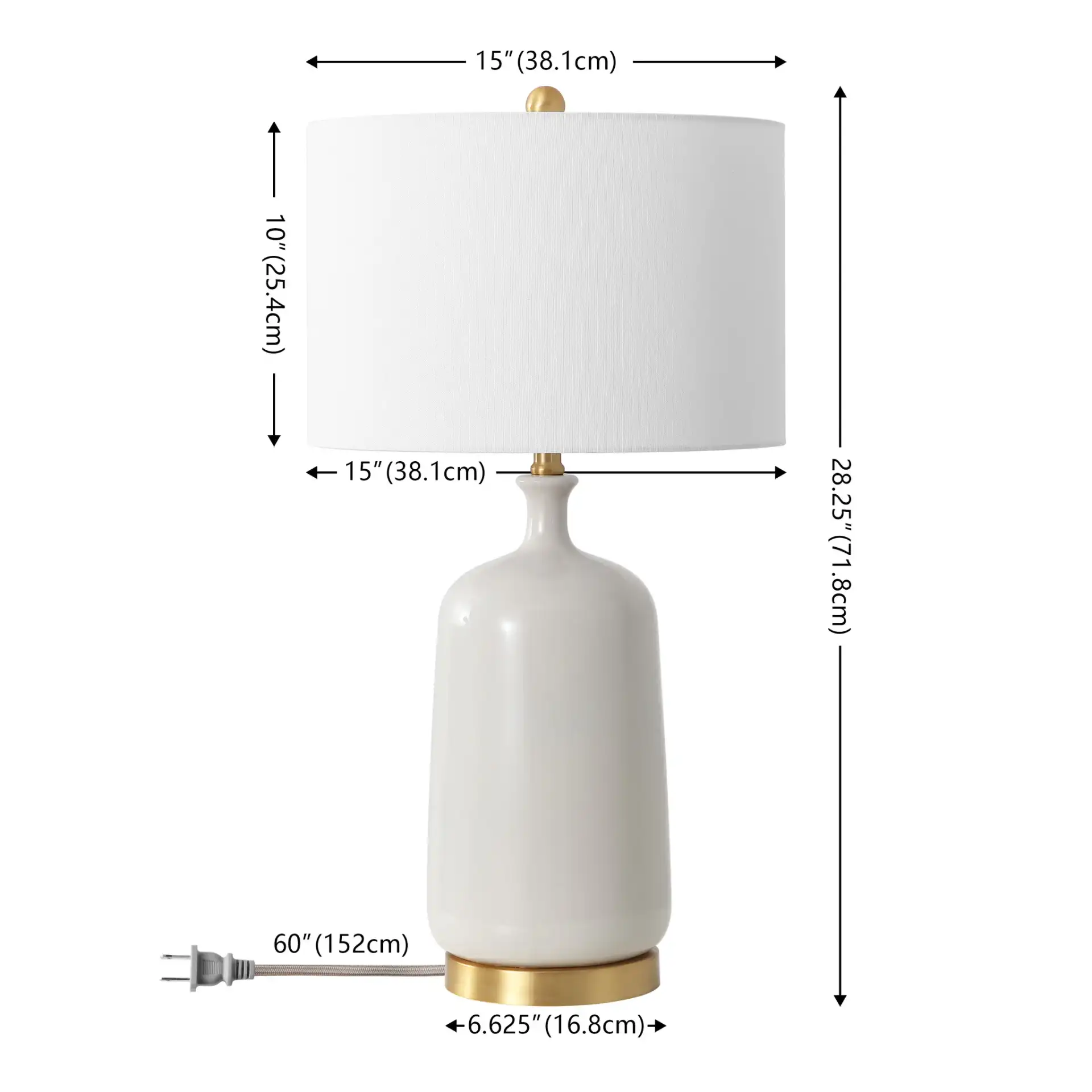 Stevie Table Lamp in Cream / Brass, detail view