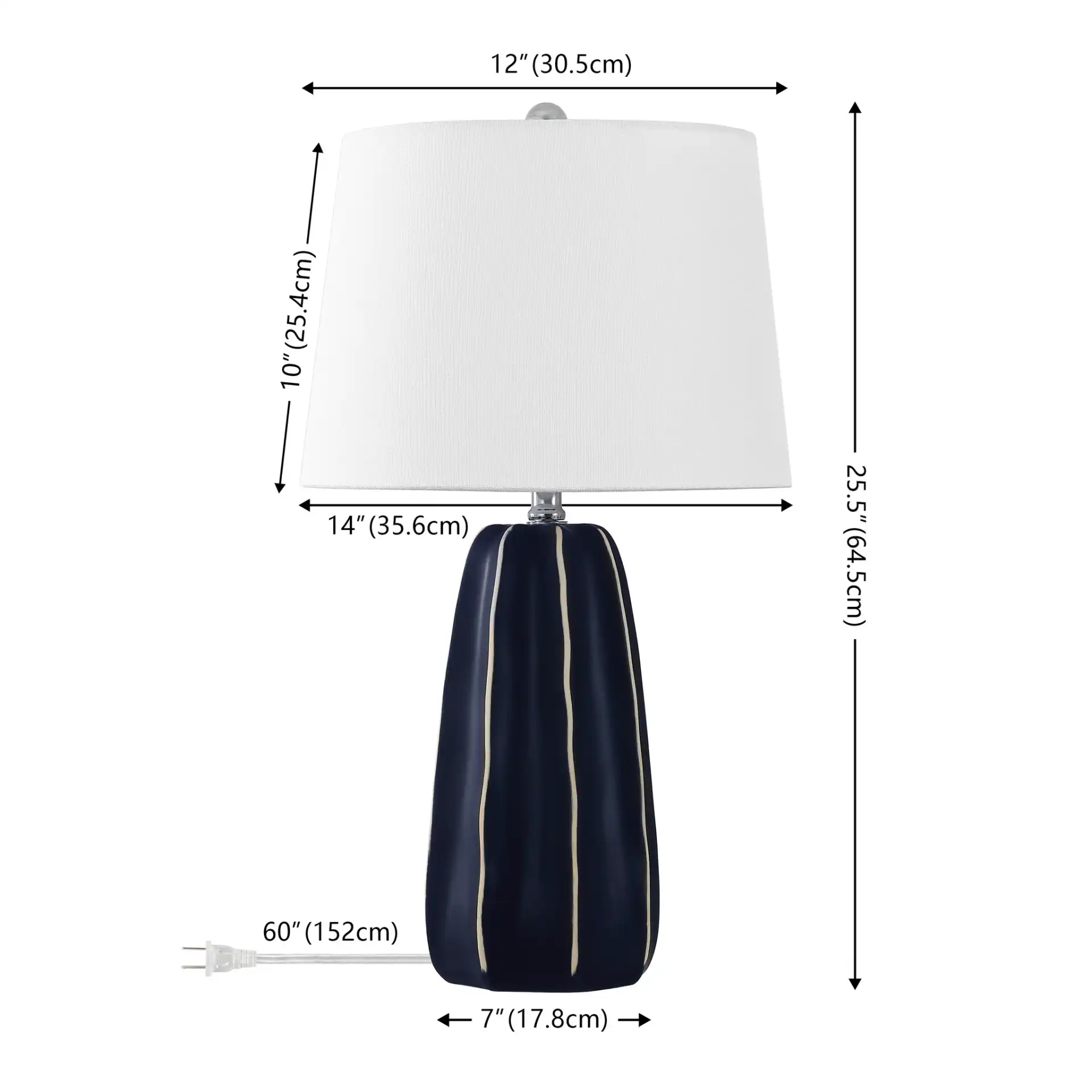 Jude Table Lamp in Navy Blue, detail view