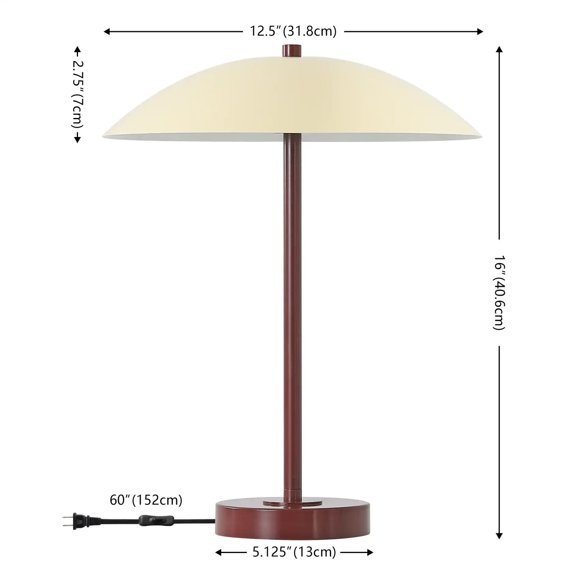 Stassi Table Lamp in Red / Cream, detail view