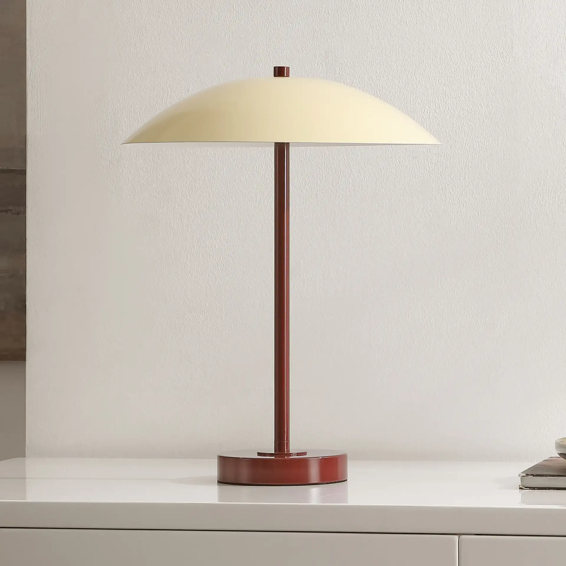 Stassi Table Lamp in Red / Cream in a styled room
