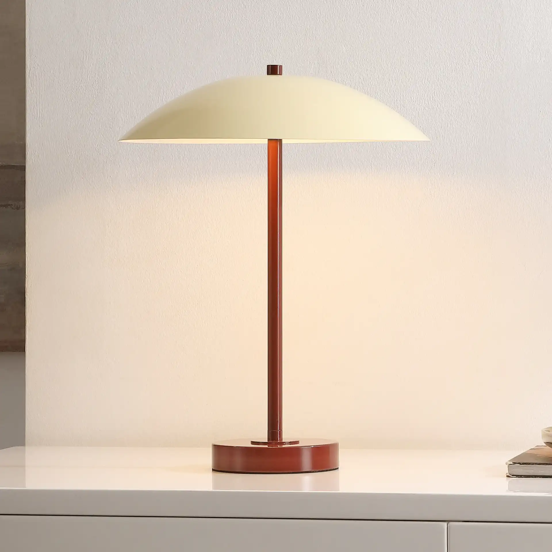 Stassi Table Lamp in Red / Cream in a styled room