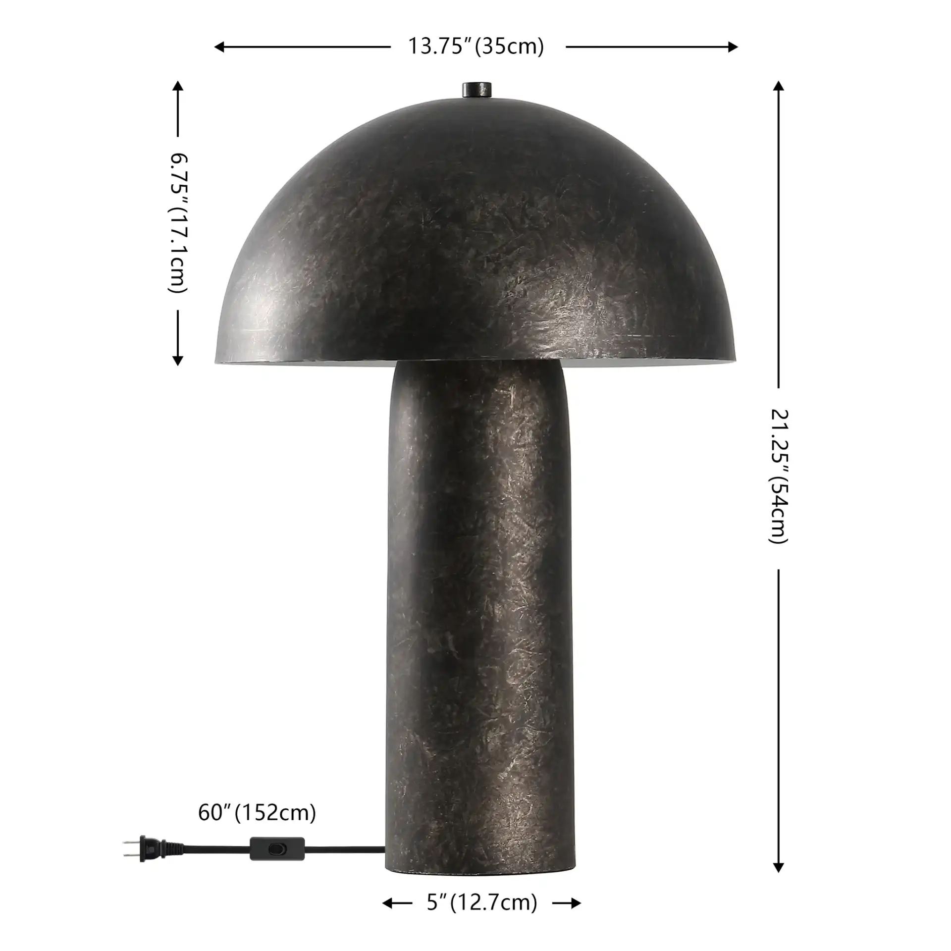 Kenny Table Lamp in Antique Black, detail view