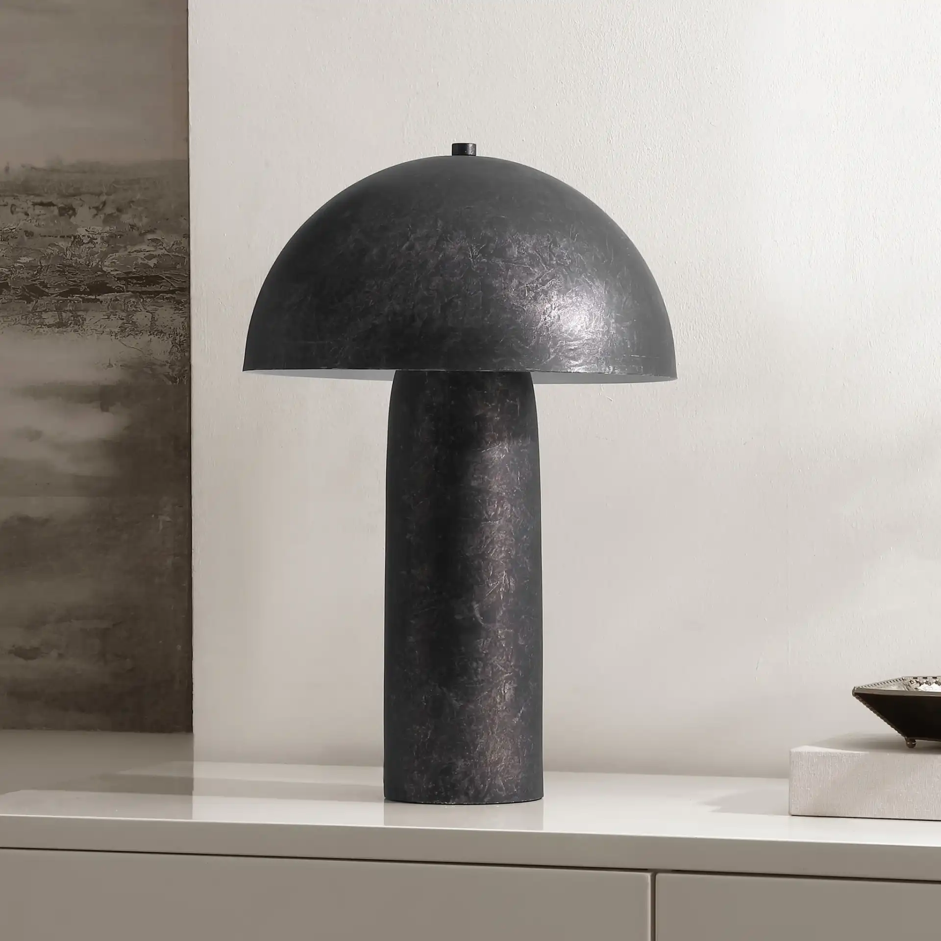 Kenny Table Lamp in Antique Black in a styled room