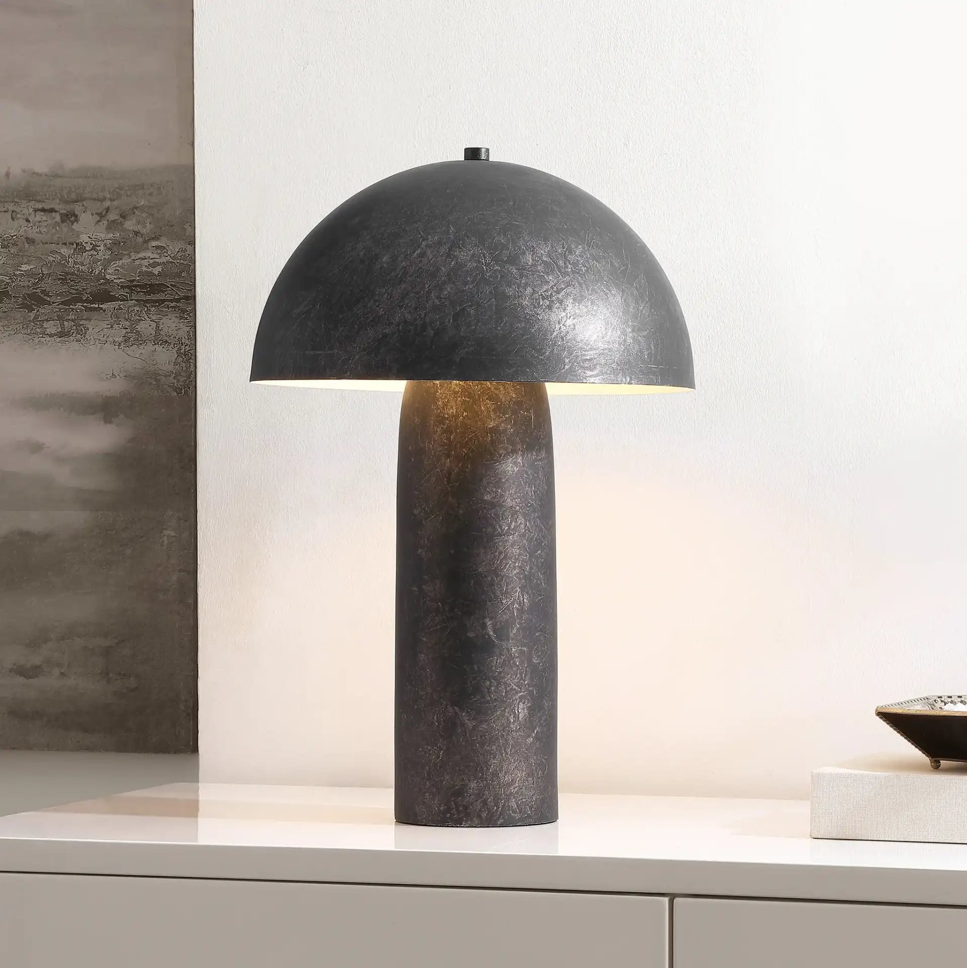 Kenny Table Lamp in Antique Black in a styled room