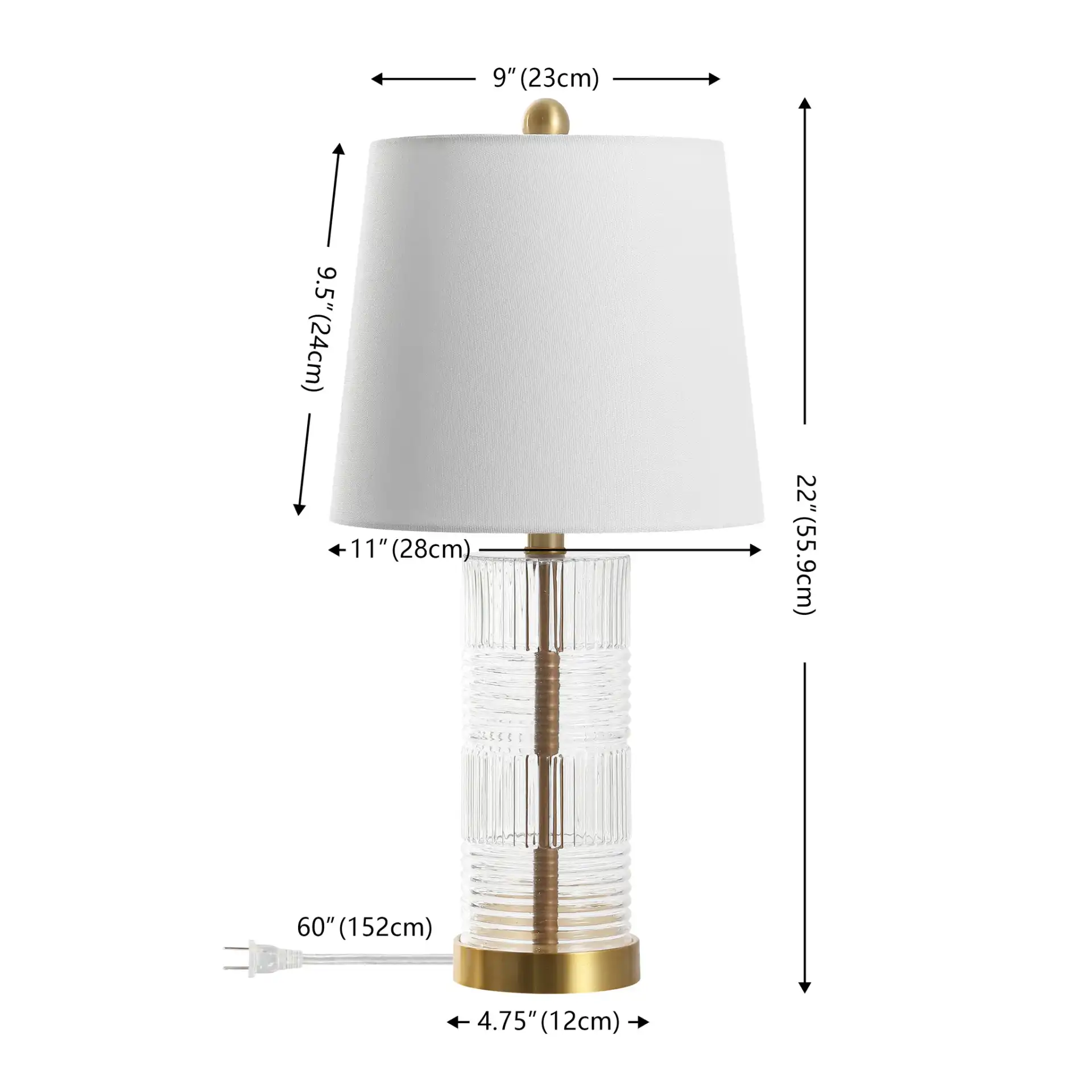 Faille Table Lamp (Set Of 2) in Clear / Brass, detail view
