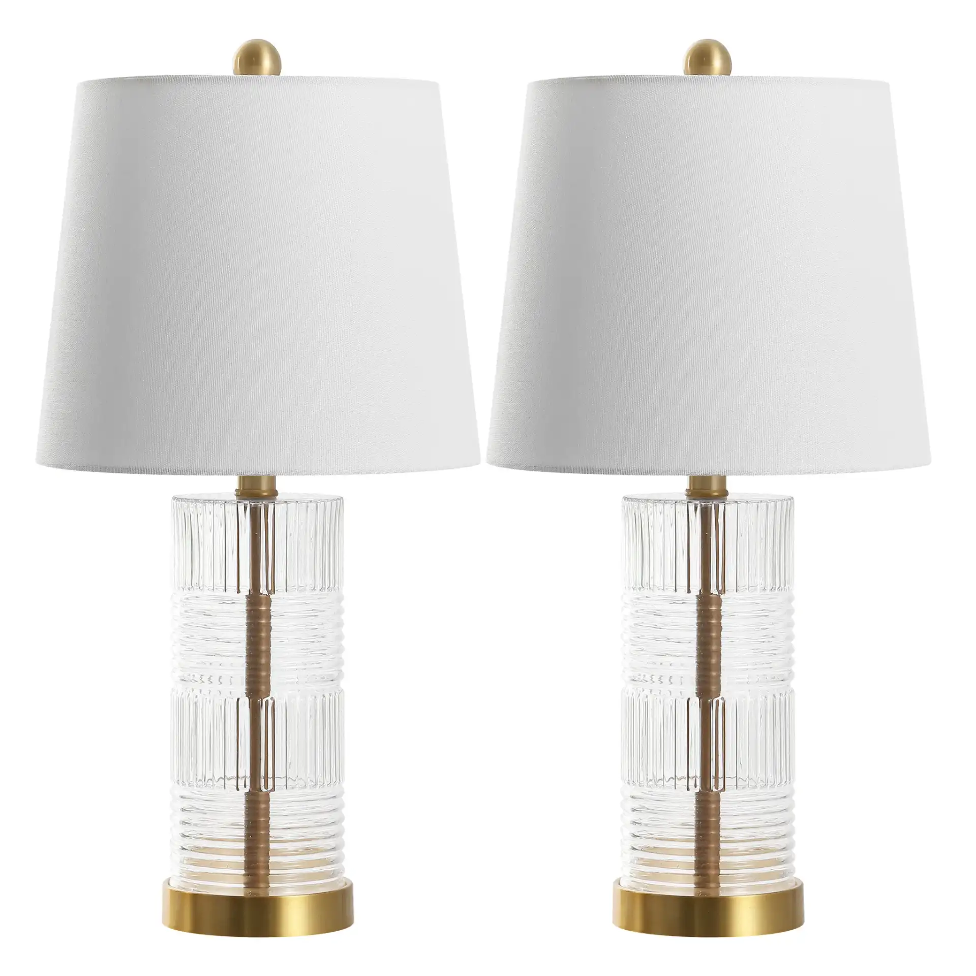 Faille Table Lamp (Set Of 2) in Clear / Brass, detail view