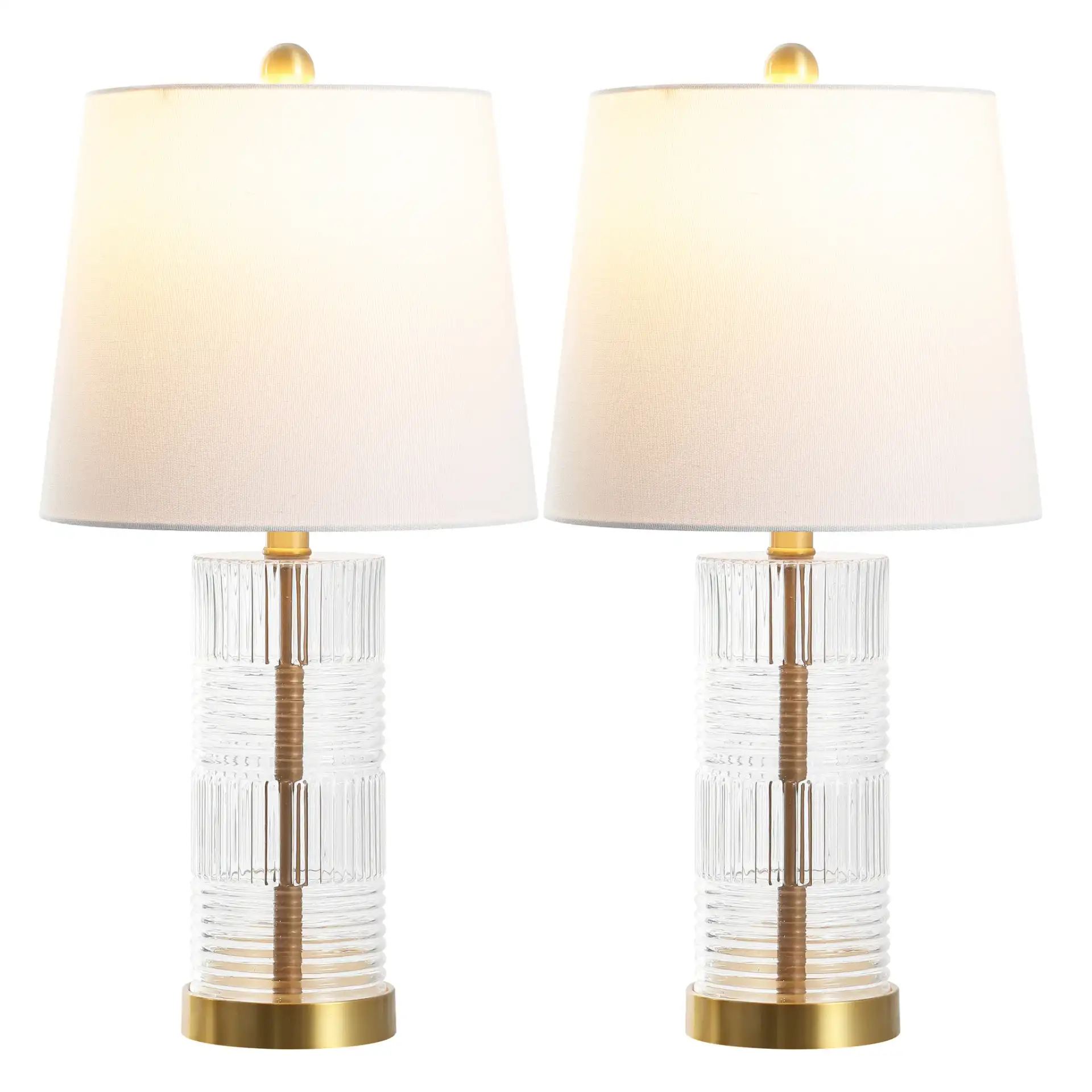 Faille Table Lamp (Set Of 2) in Clear / Brass