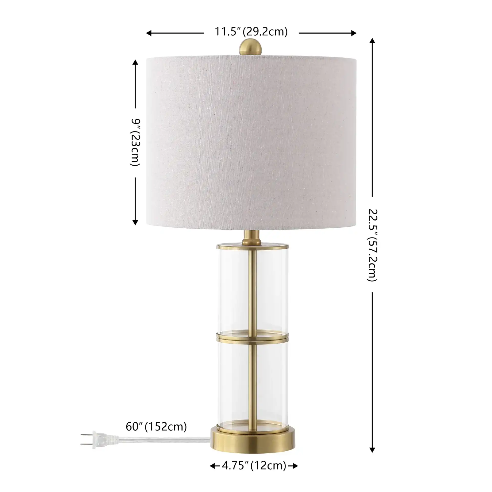 Nalla Table Lamp (Set Of 2) in Clear / Brass, detail view