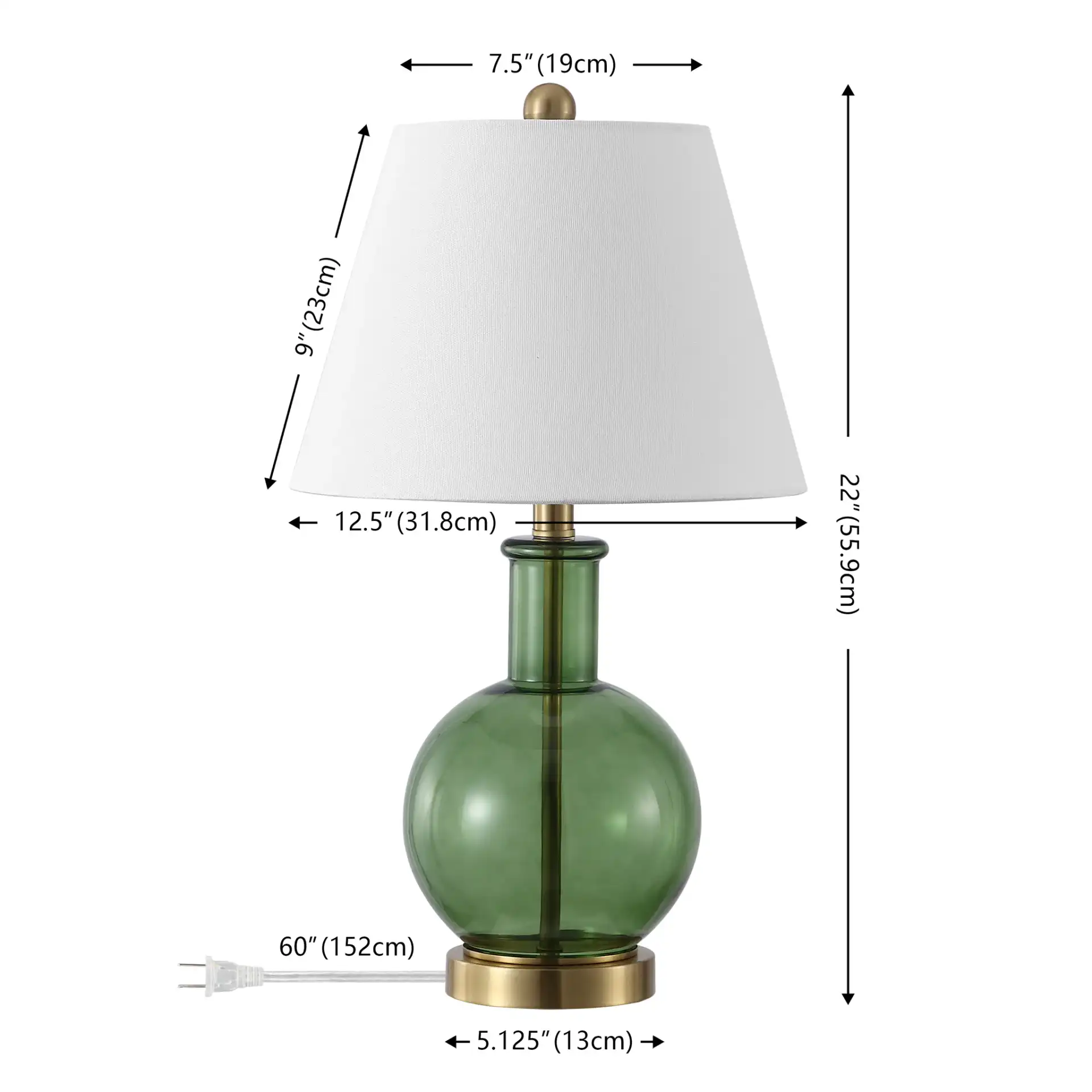 Camelie Table Lamp (Set Of 2) in Green / Brass, detail view