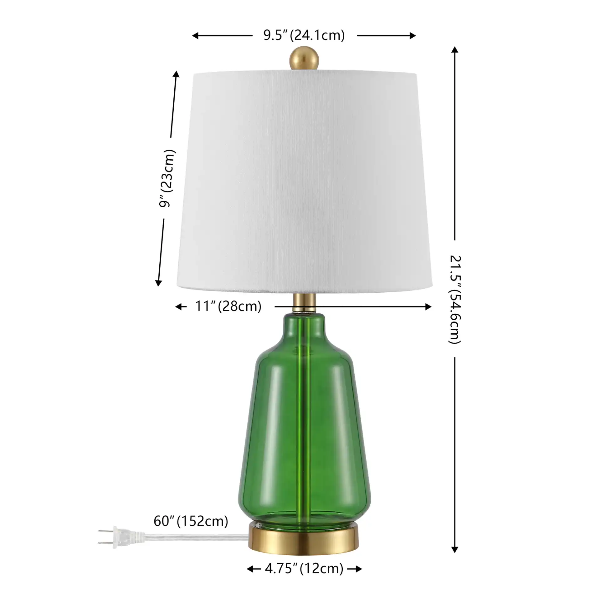 Aren Table Lamp (Set Of 2) in Green / Brass, detail view