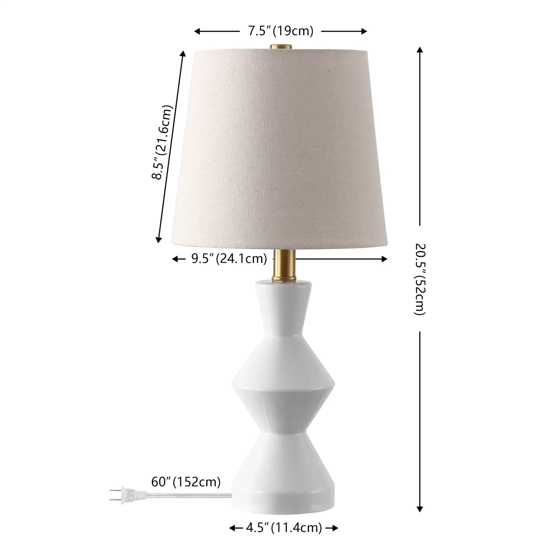 Noven Table Lamp (Set Of 2) in White, detail view