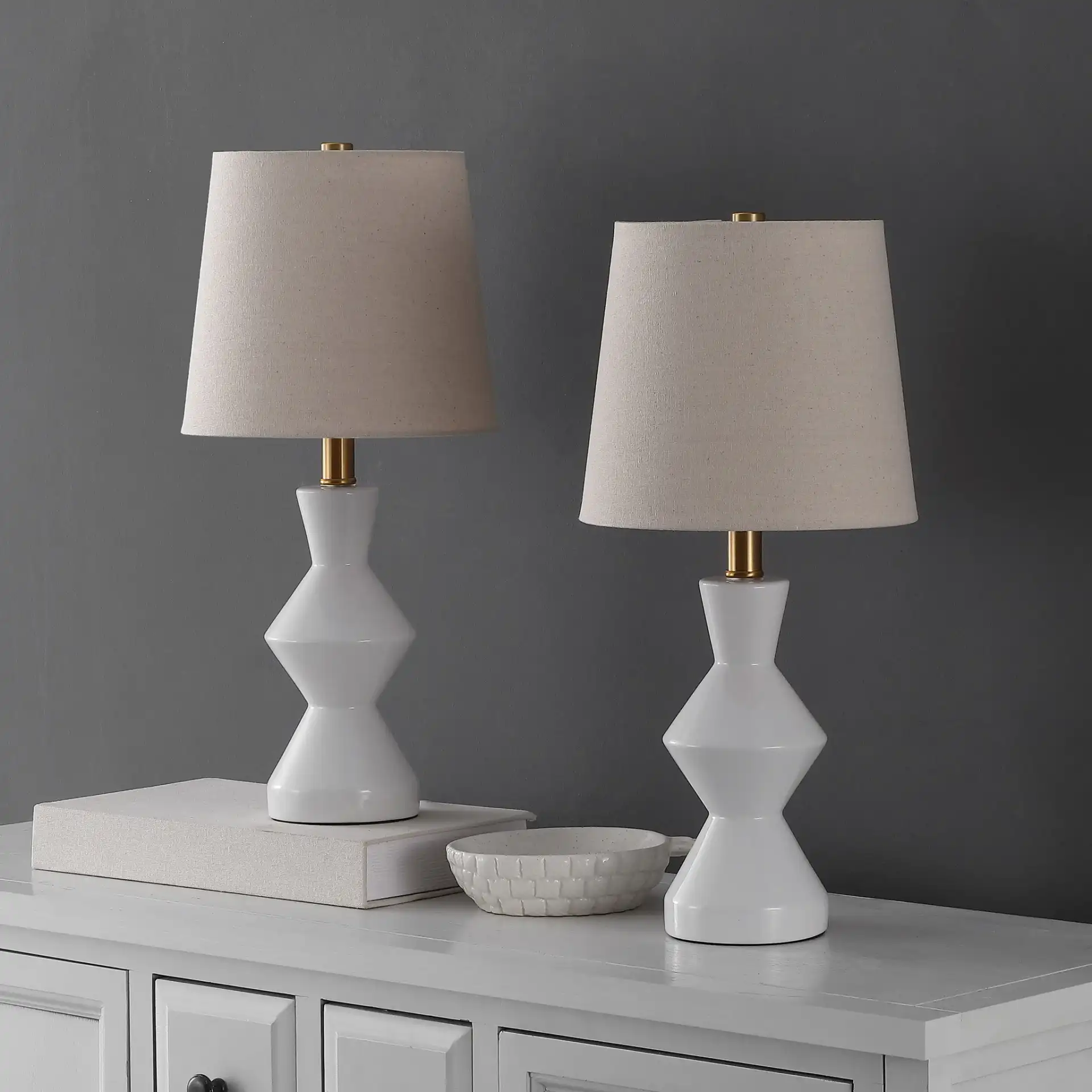 Noven Table Lamp (Set Of 2) in White in a styled room
