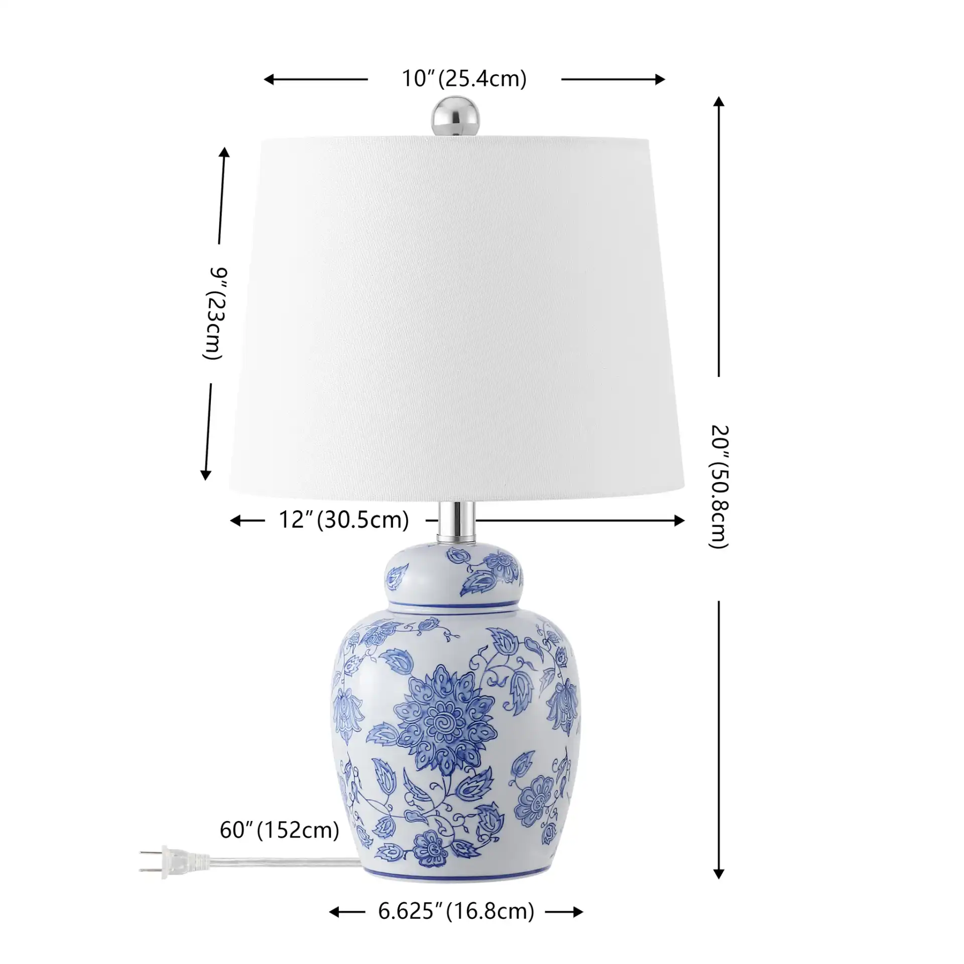 Sandra Table Lamp (Set Of 2) in White / Blue, detail view