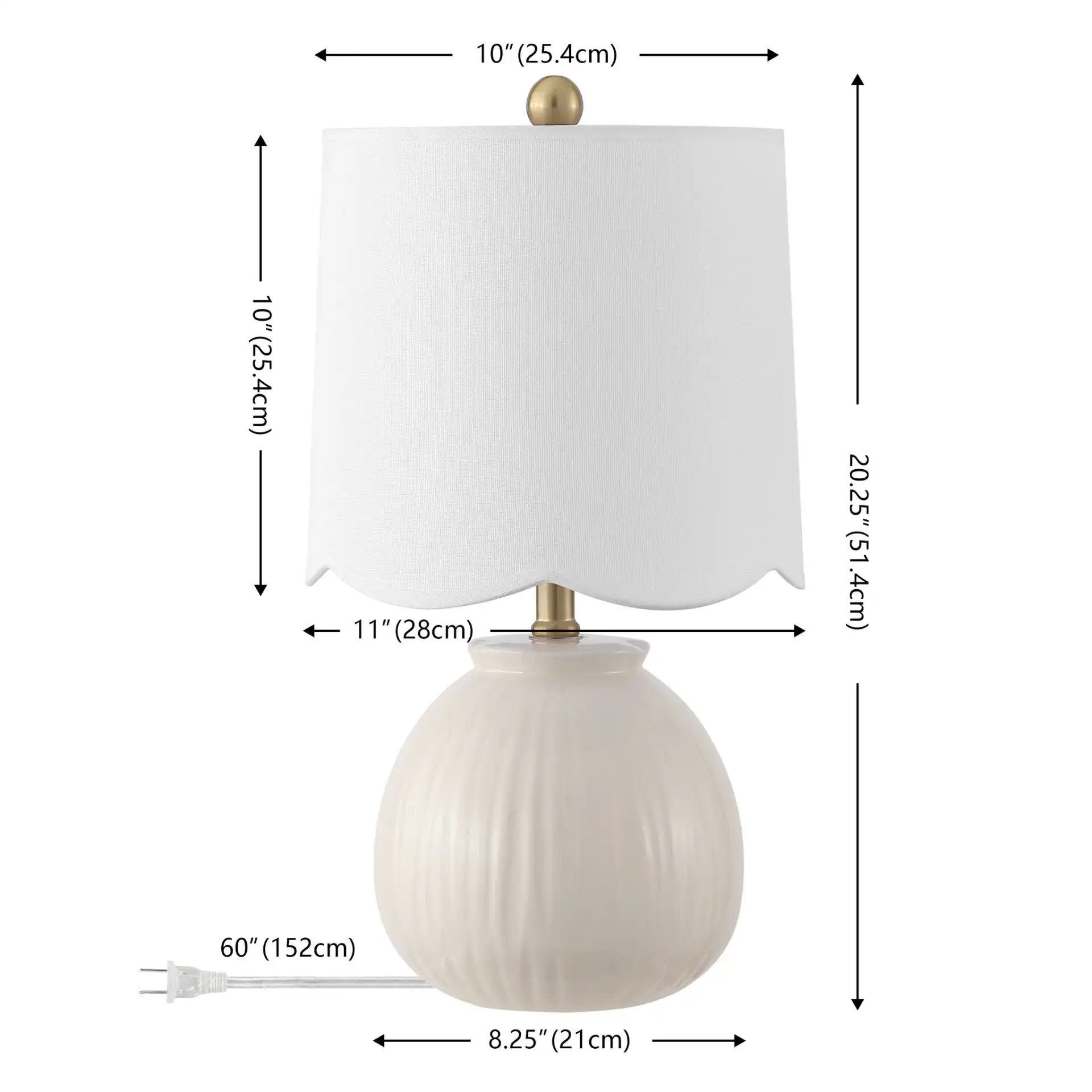 Devi Table Lamp (Set Of 2) in White, detail view