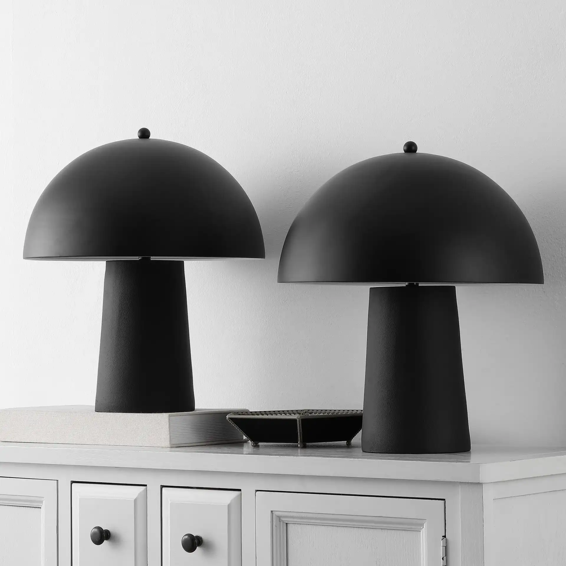 Serra Table Lamp (Set Of 2) in Black in a styled room