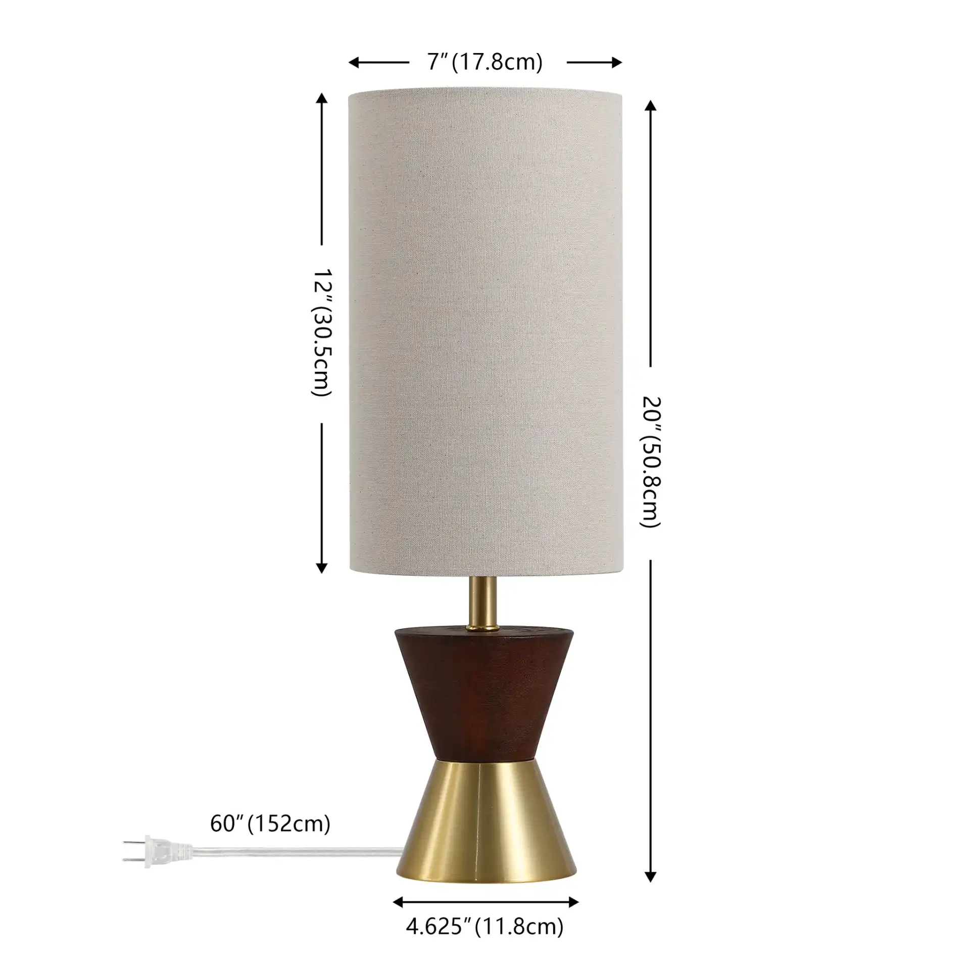 Trea Table Lamp (Set Of 2) in Brass / Dark Walnut, detail view