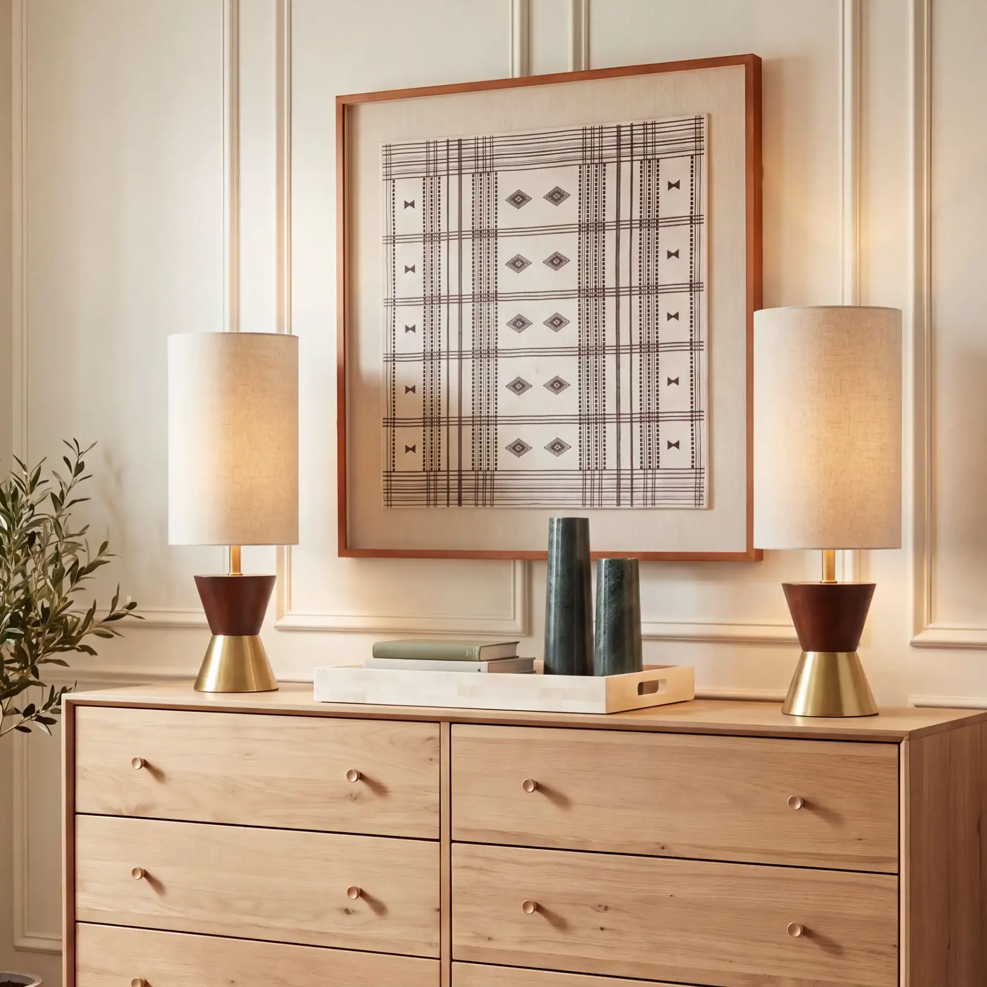 Trea Table Lamp (Set Of 2) in Brass / Dark Walnut in a styled room