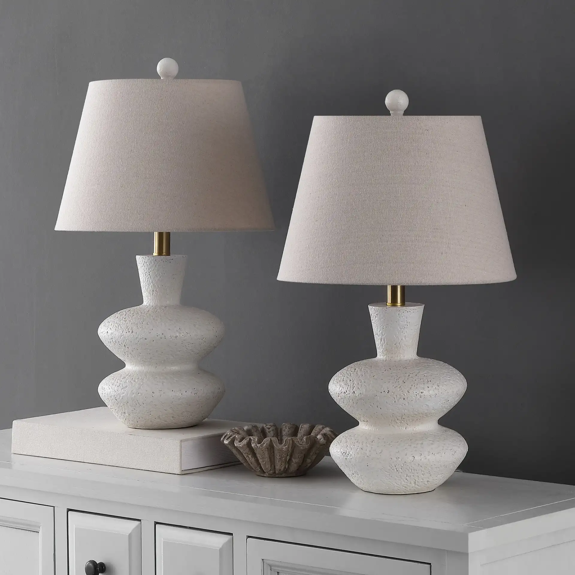 Mecca Table Lamp (Set Of 2) in Off-White in a styled room