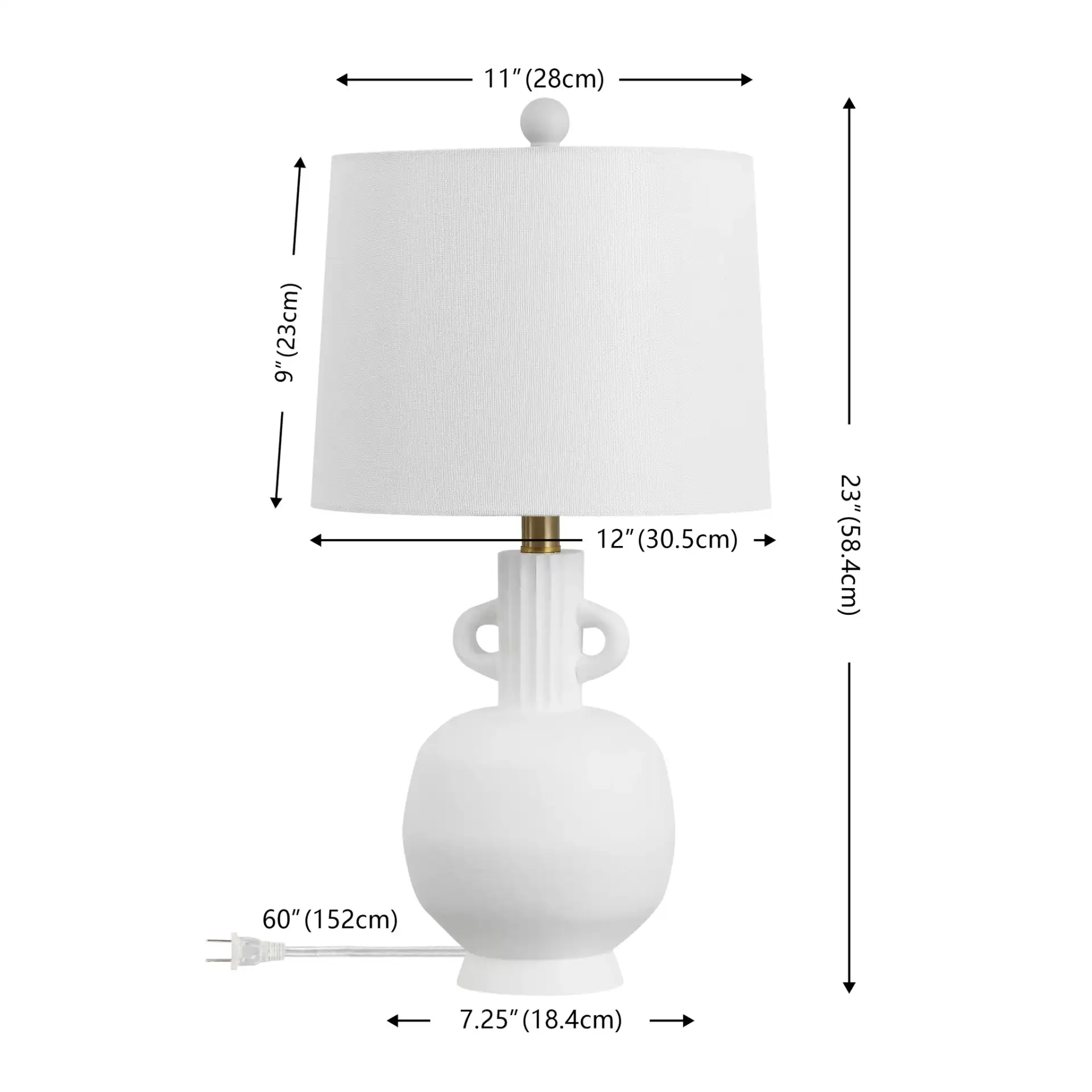 Lucas Table Lamp (Set Of 2) in White, detail view
