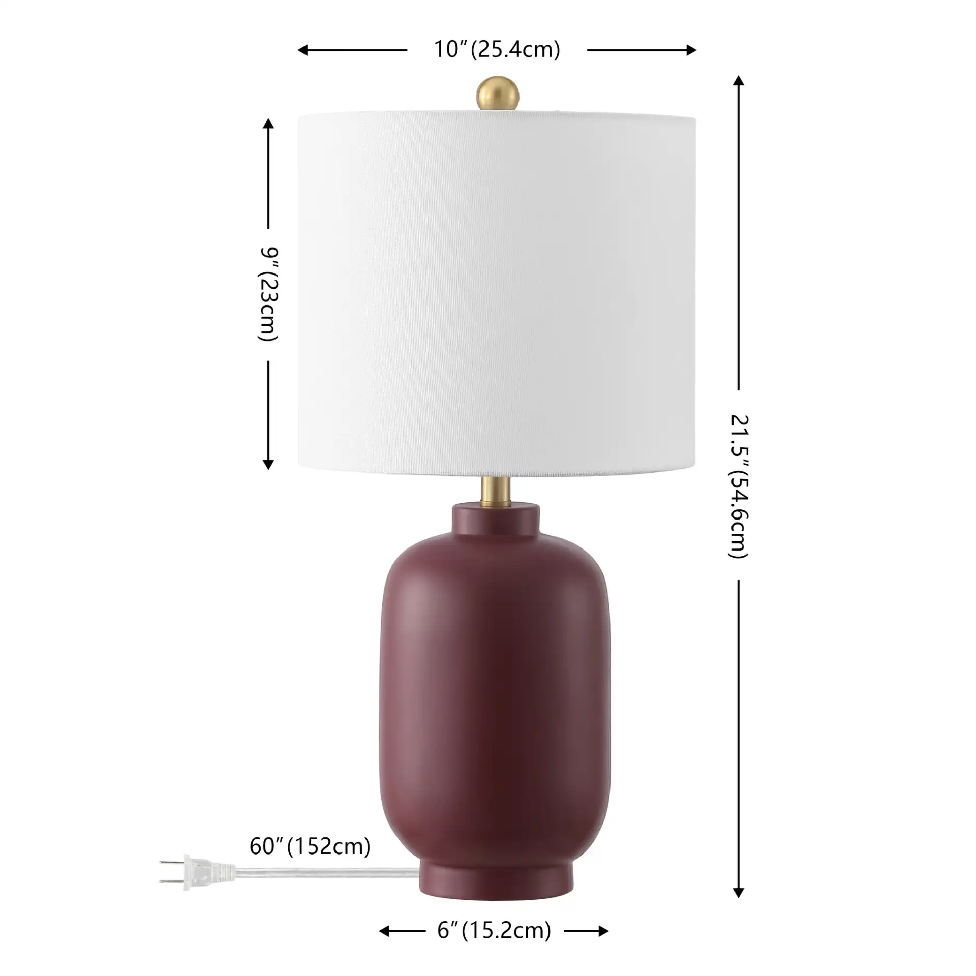 Madsen Table Lamp (Set Of 2) in Burgundy, detail view