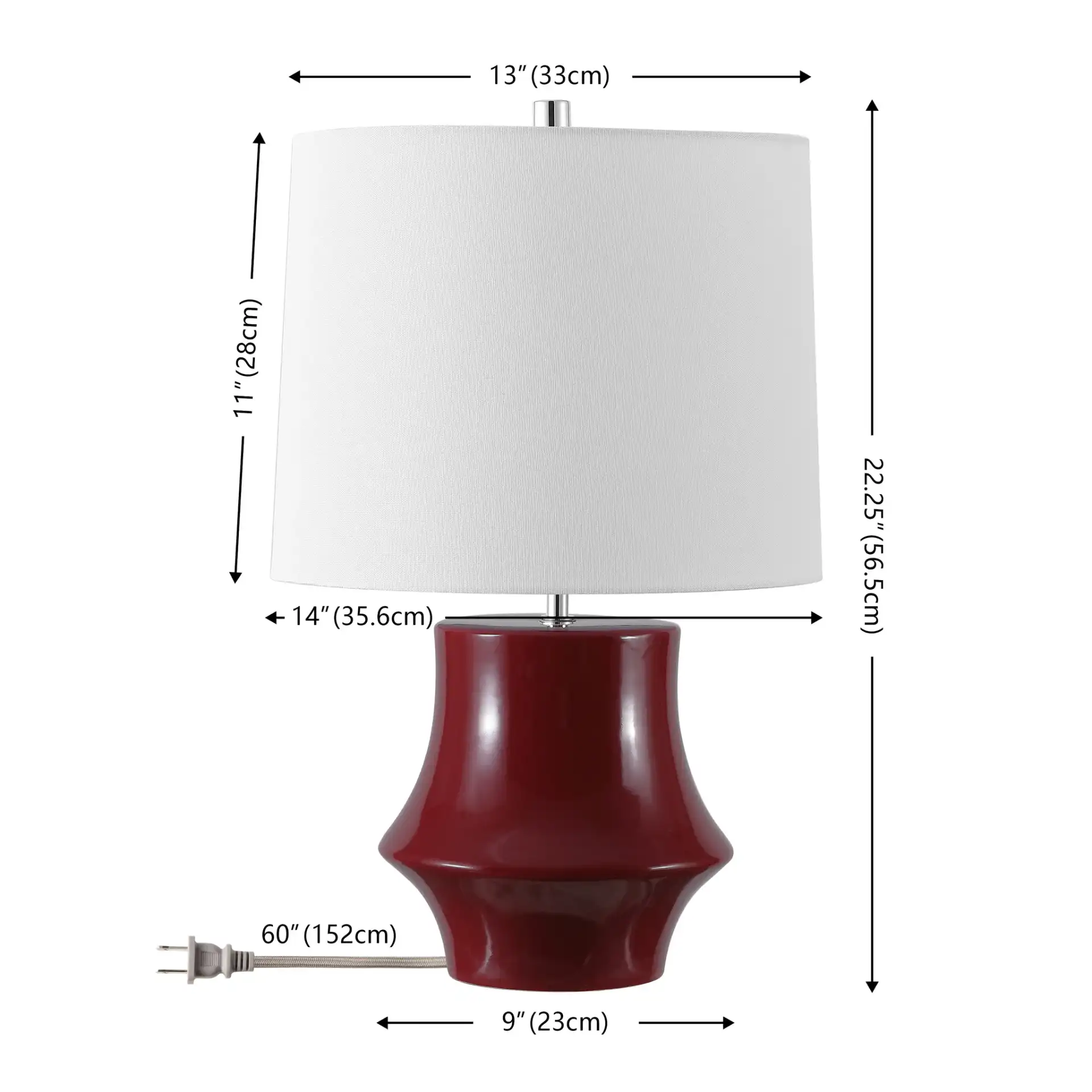 Ryder Table Lamp in Cranberry, detail view