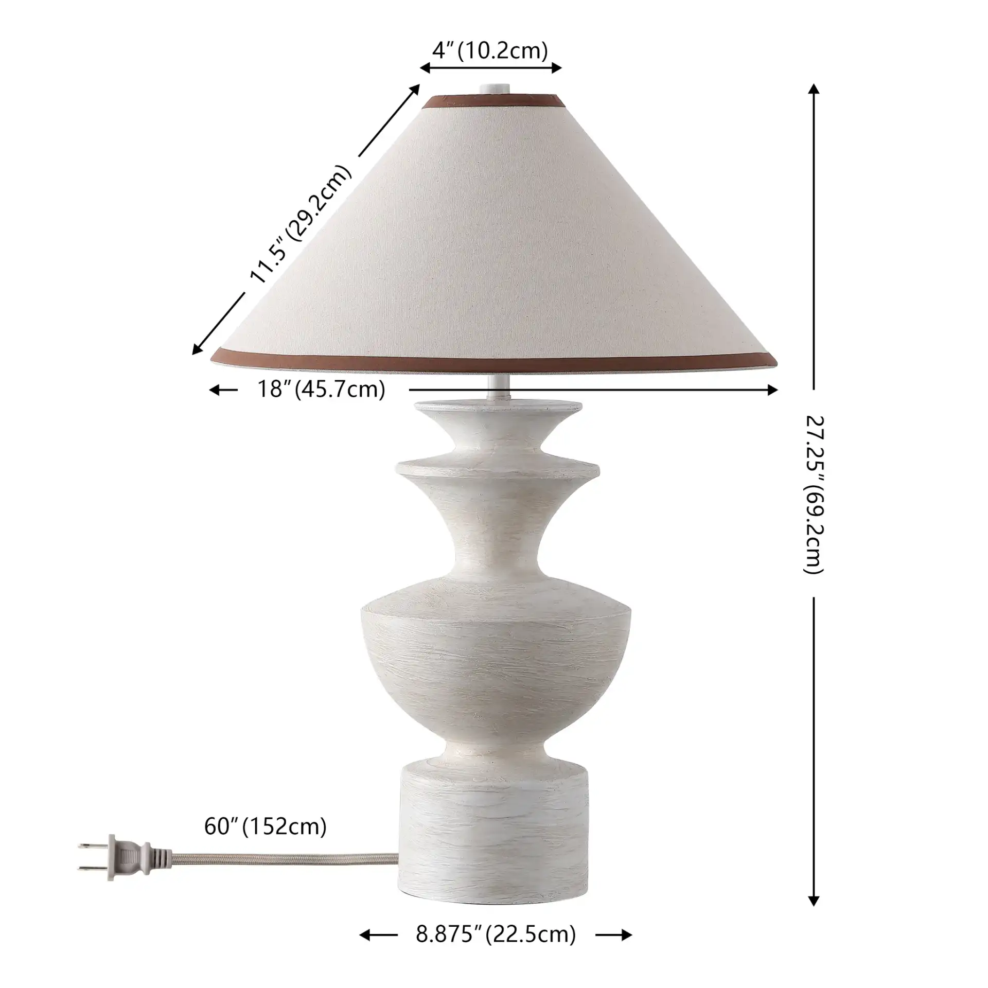 Esme Table Lamp in Antique White, detail view